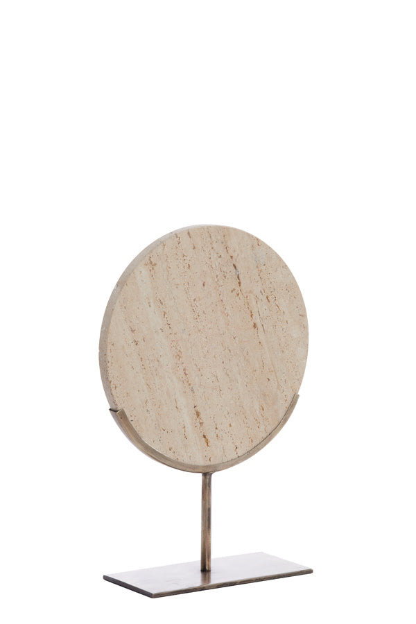 Moreno Sand Travertine & Brown Bronze Ornament on Stand 38.5cm