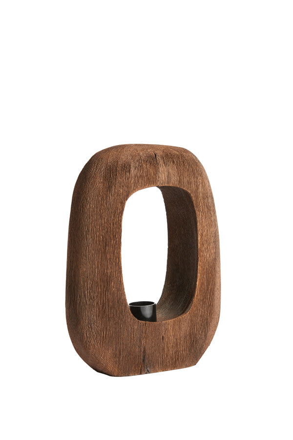 Kelafo Chocolate Brown Wood Table Lamp 30cm