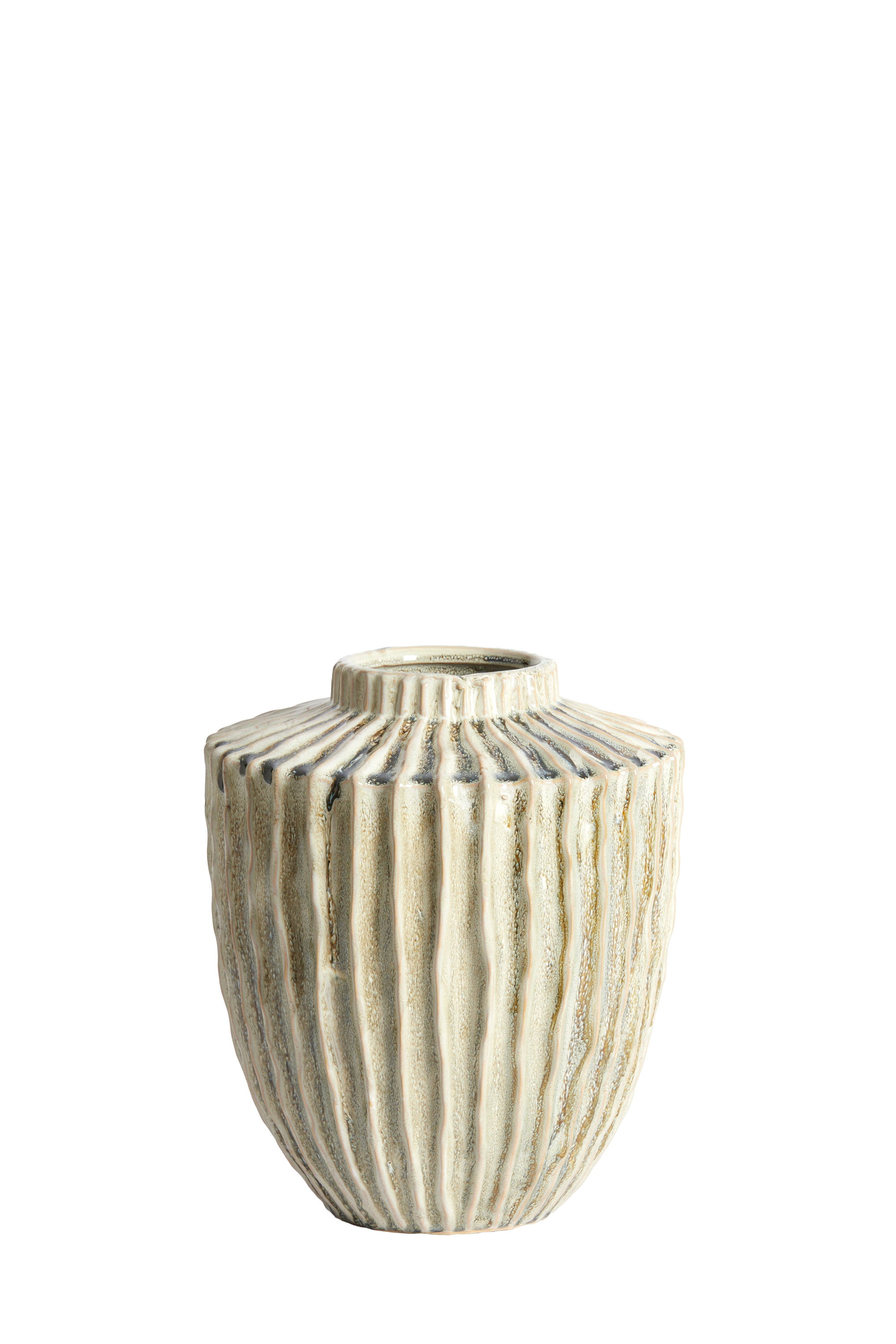 Talea Olive Green/Cream Ceramic Vase 28cm