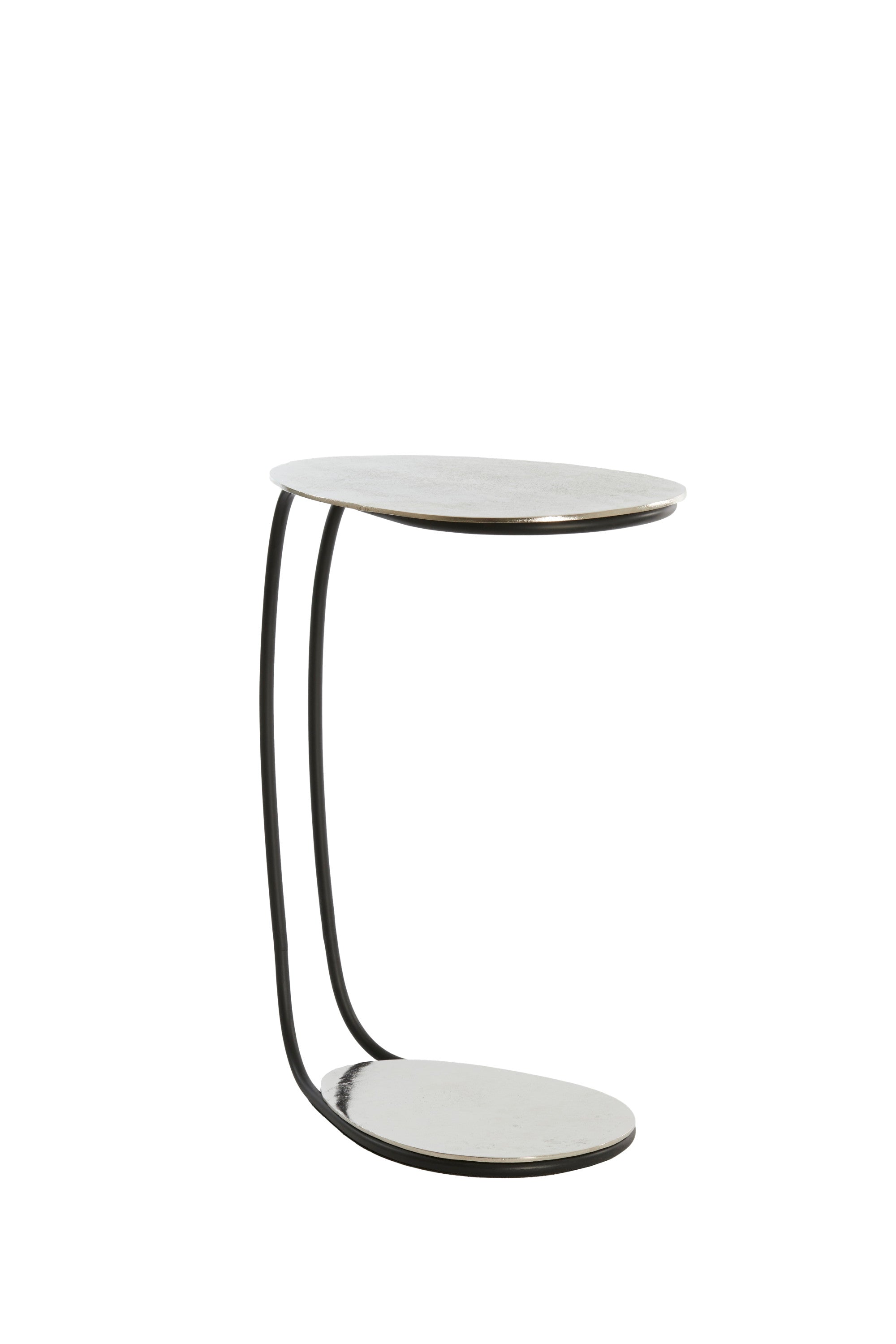 Marsh Raw Nickel & Black Metal Oval Side Table