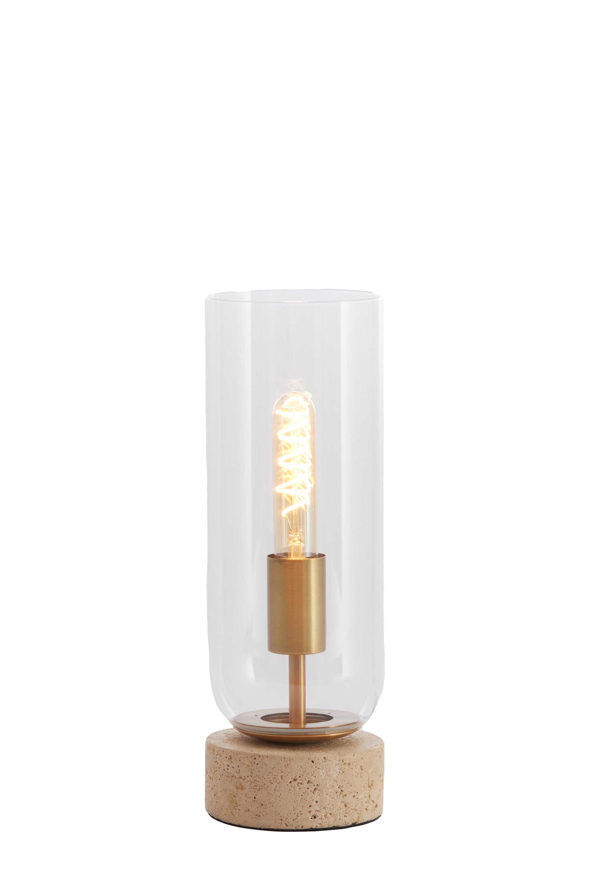 Rylano Clear Glass & Sand/Antique Bronze Table Lamp 35cm