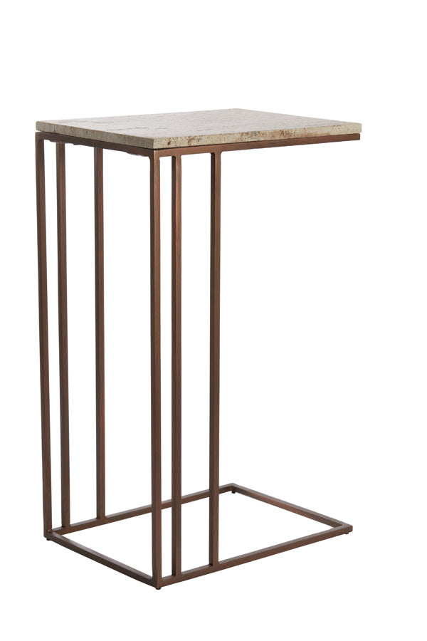 Roshan Brown Travertine Rectangular Side Table