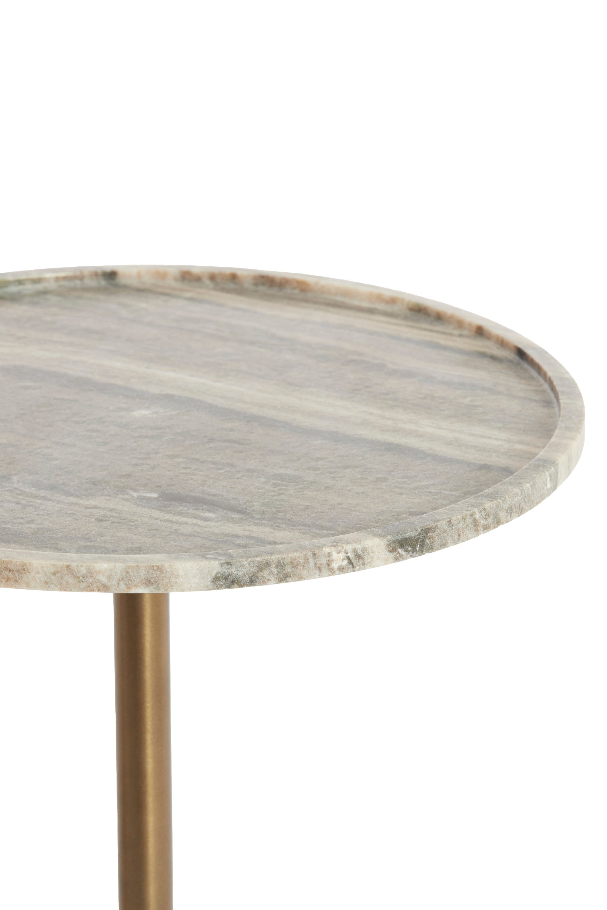 Civita Sand/Grey Marble & Brown Bronze Round Side Table 49cm