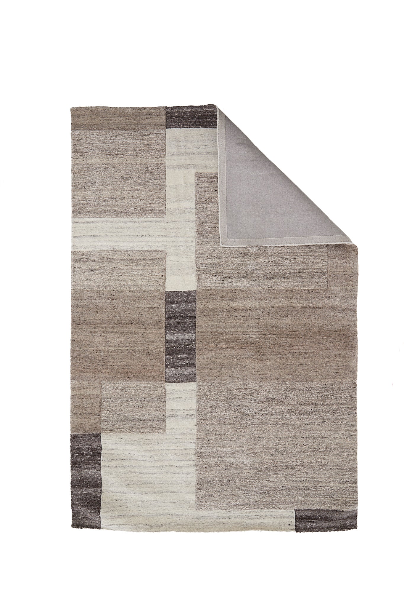 Almao Beige & Dark Brown Wool Rectangular Rug 300x200cm