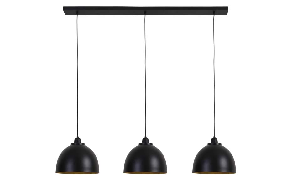 Kylie Matt Black/Gold Metal 3 Light Pendant Light
