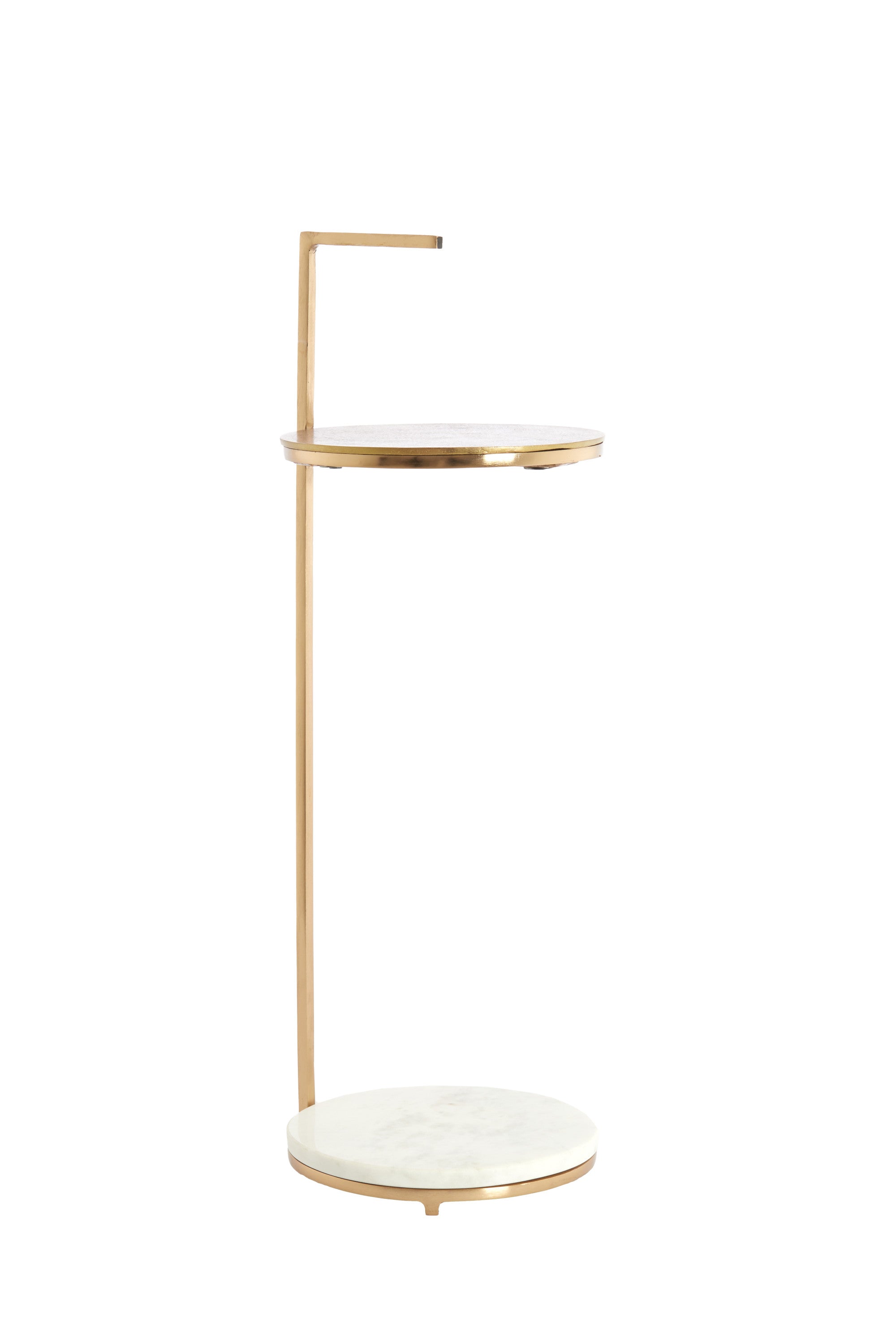 Leda White Marble & Antique Bronze Round Side Table