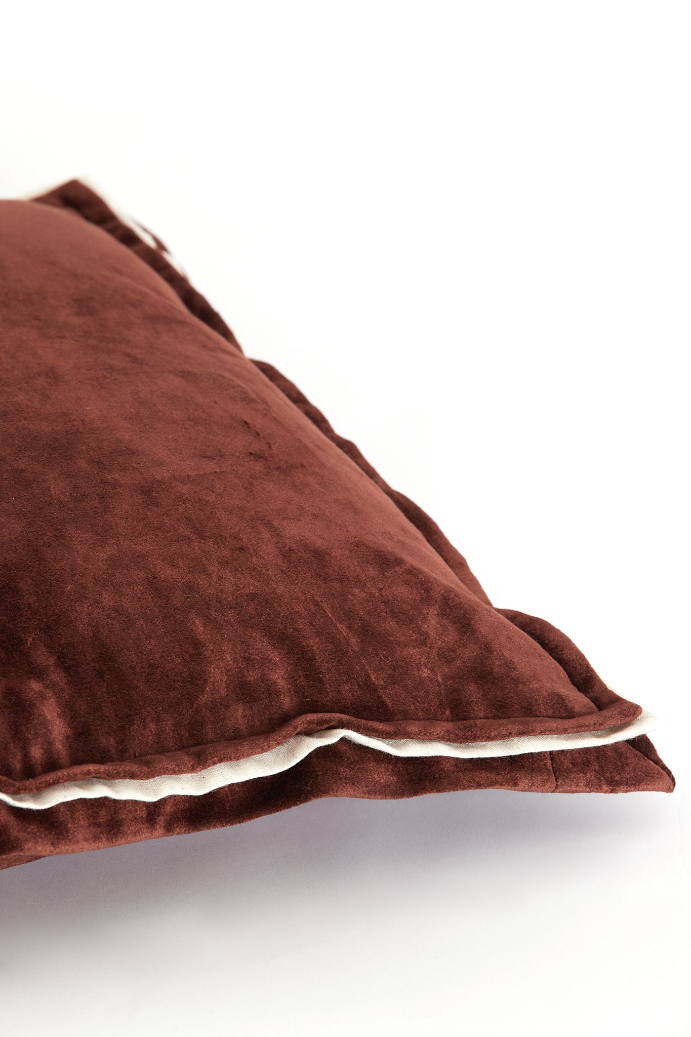 Baxley Dark Brown Velvet & Natural Linen Square Cushion 45x45cm
