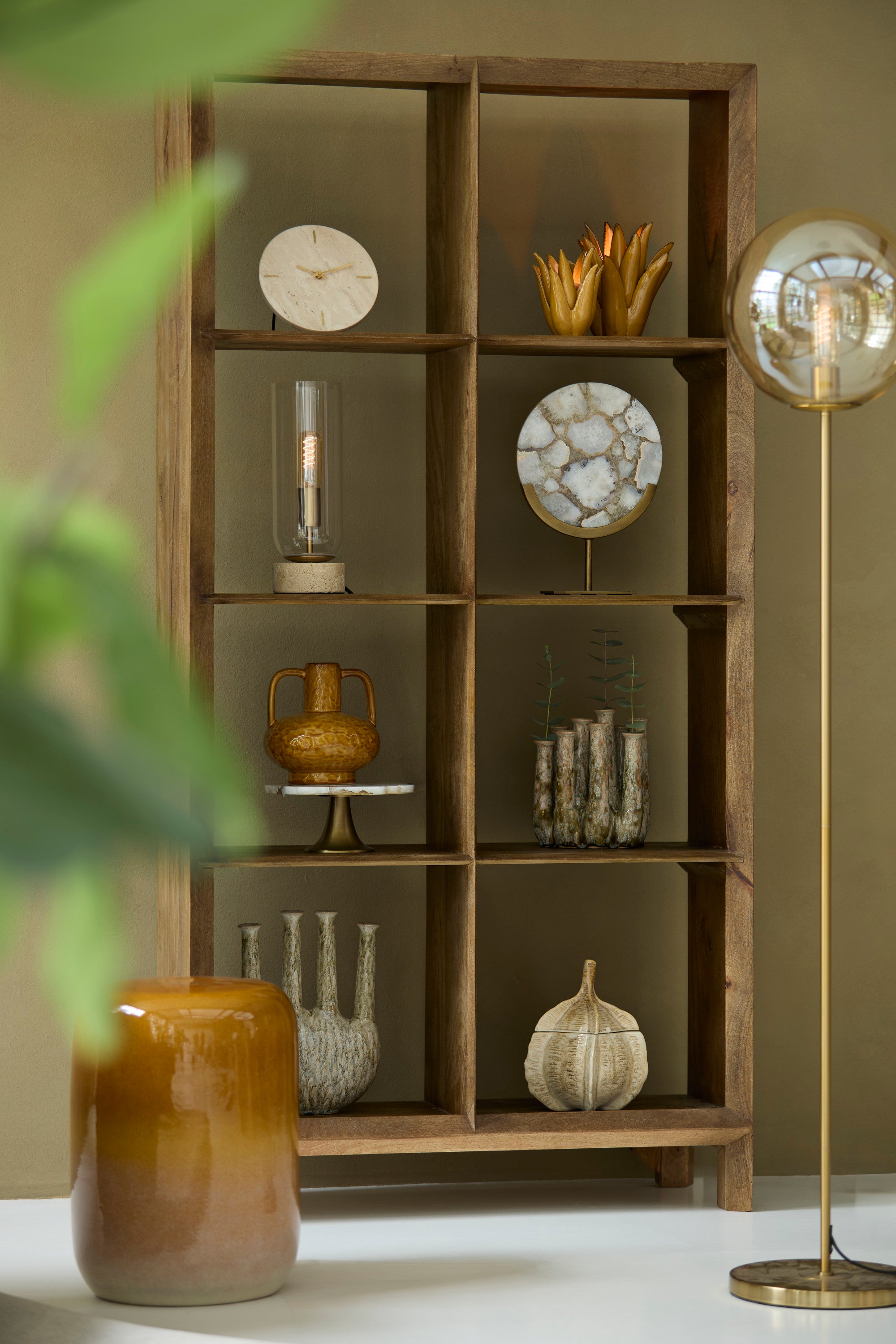 Franca Ochre/Cream Ceramic Round Side Table