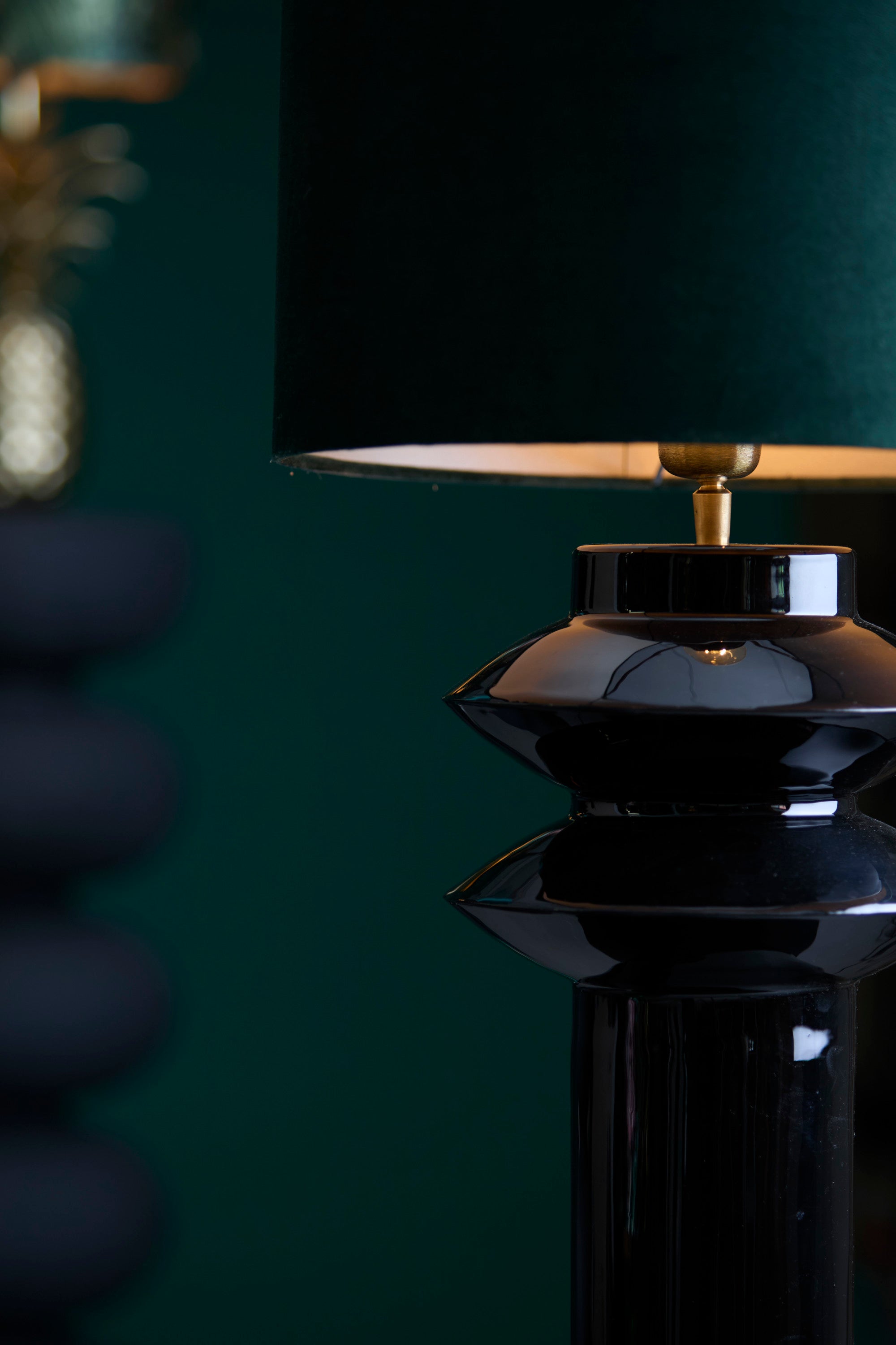 Petch Gloss Black Metal Table Lamp Base 40cm
