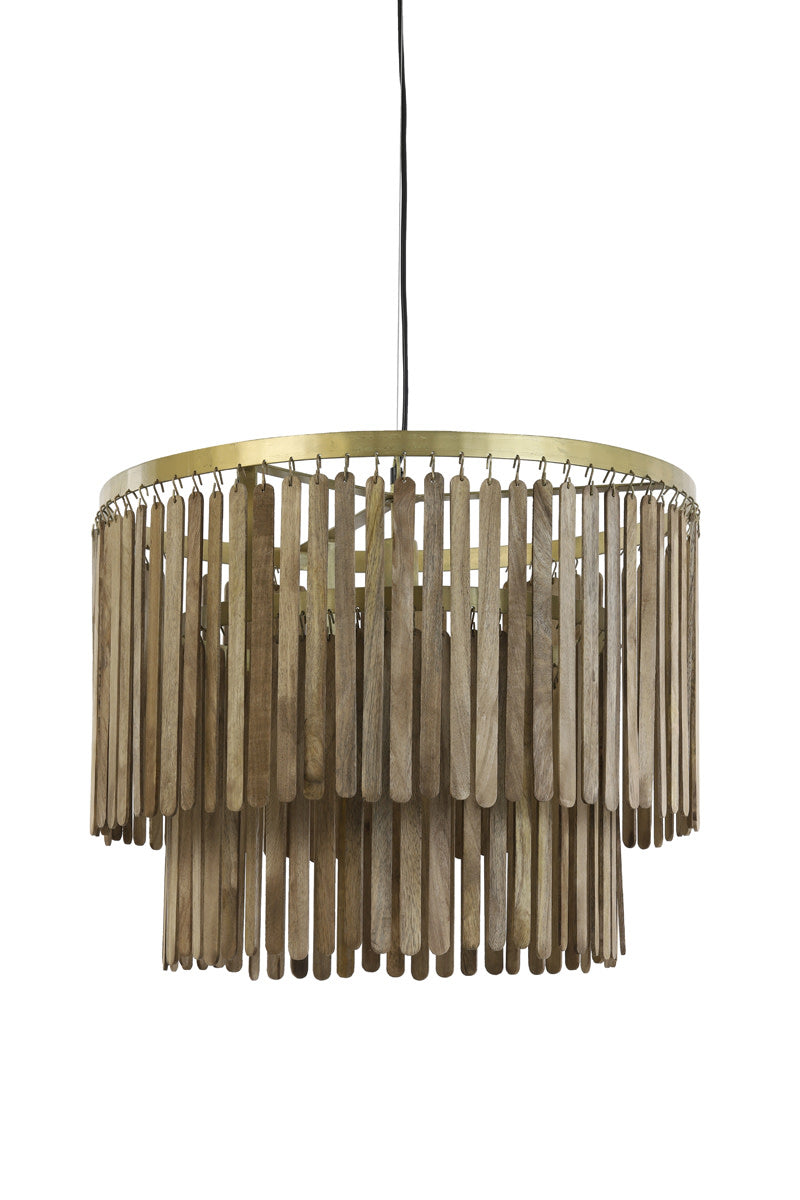 Gularo Brown Wood & Bronze Pendant Light 60cm