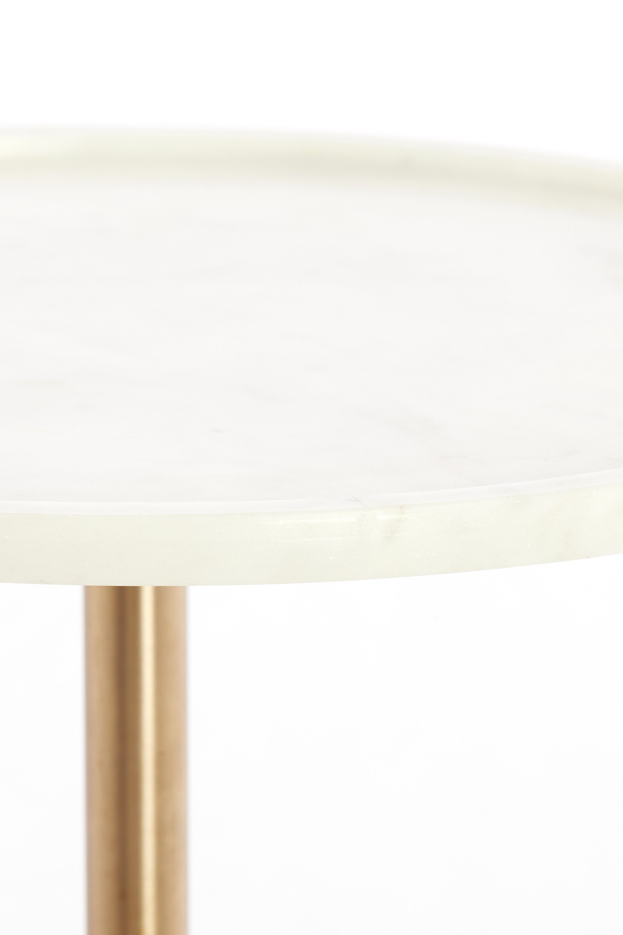 Civita White Marble & Antique Bronze Round Side Table 53cm