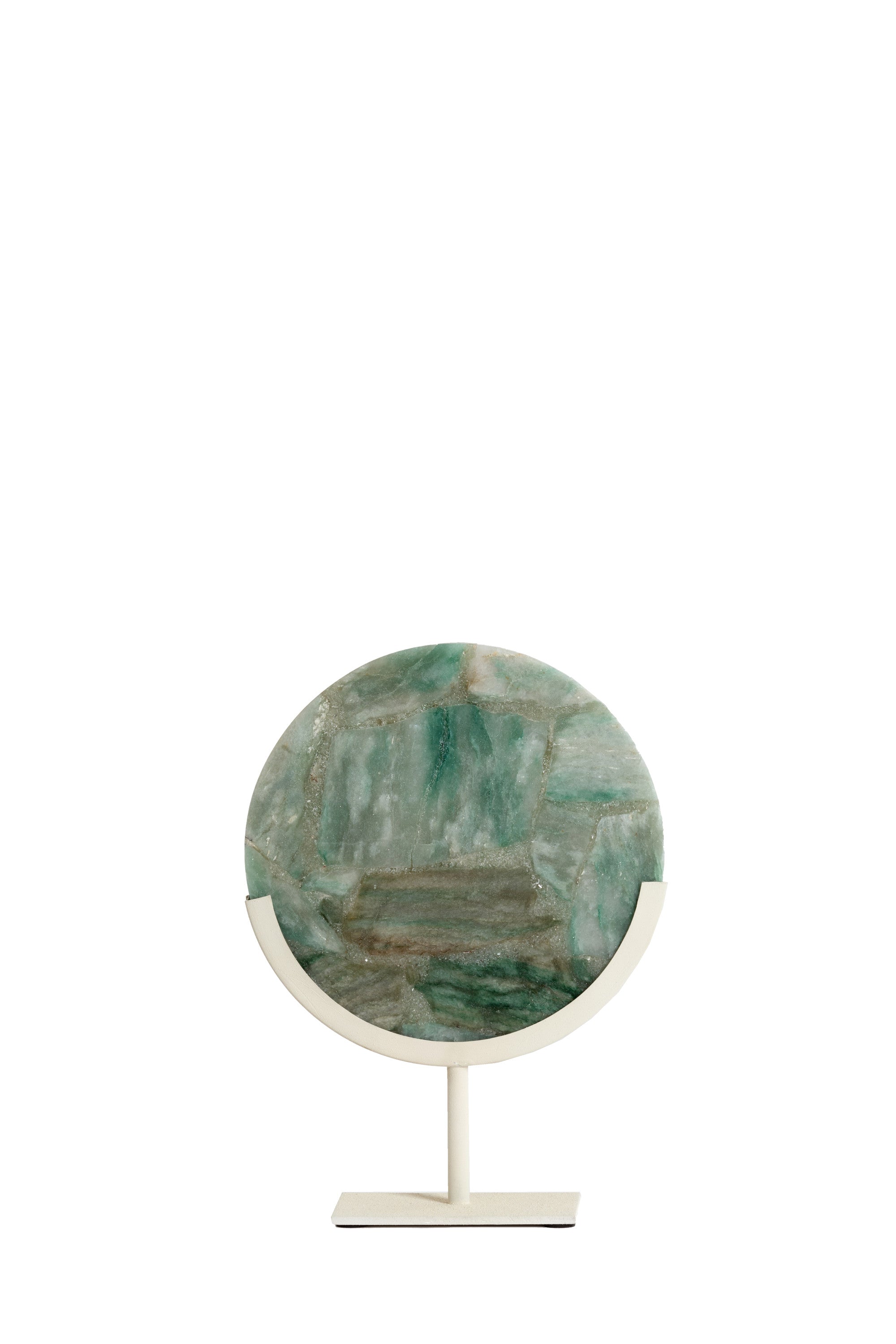 Gouya Green & Cream Agate Ornament on Stand 35cm