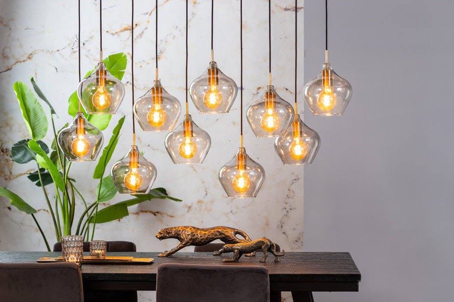 Rakel Antique Bronze & Smoked Glass 10 Light Pendant Light