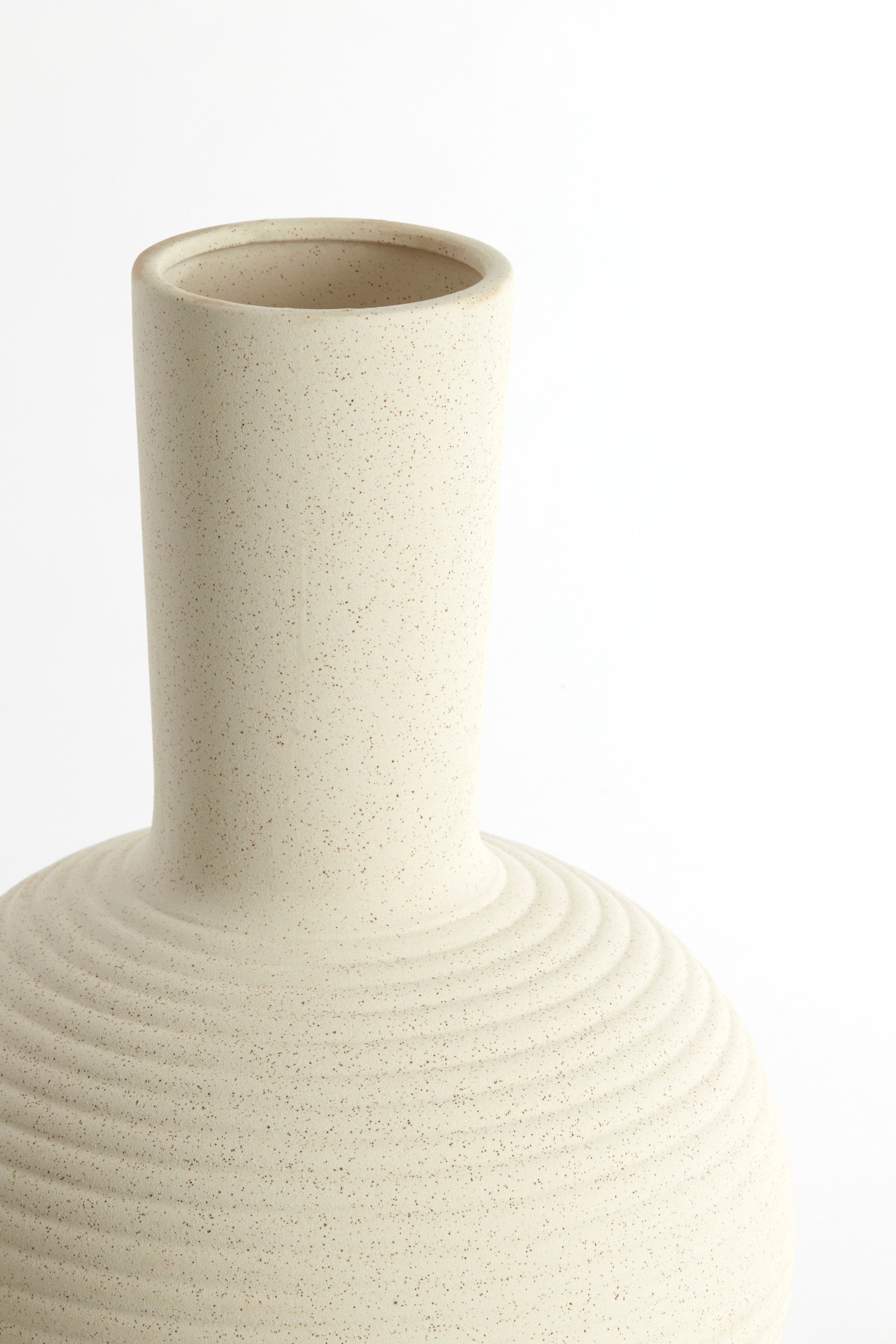 Ulloa Matt Cream Ribbed Ceramic Vase 52cm