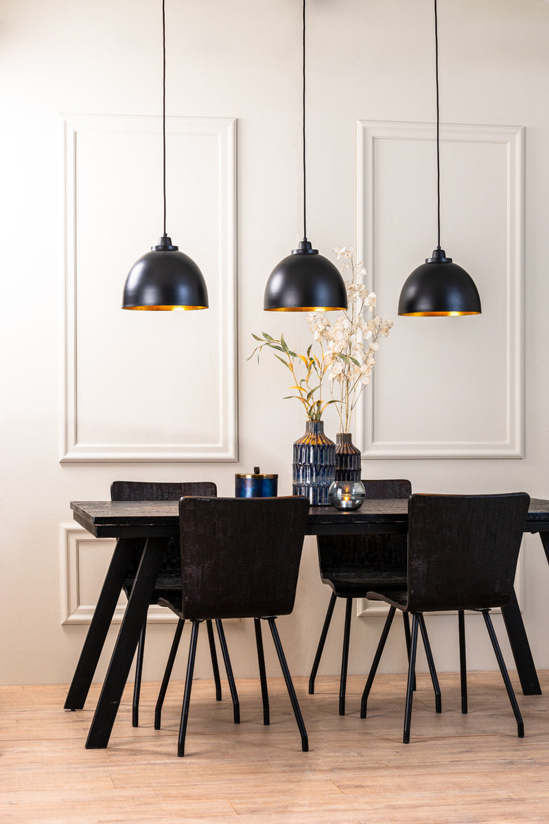 Kylie Matt Black/Gold Metal 3 Light Pendant Light