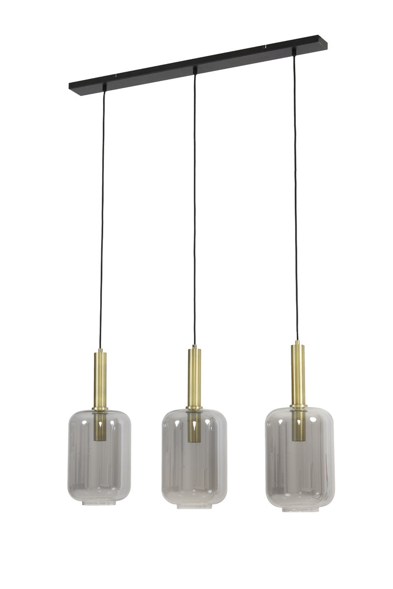 Lekar Antique Bronze & Smoked Glass 3 Light Pendant Light