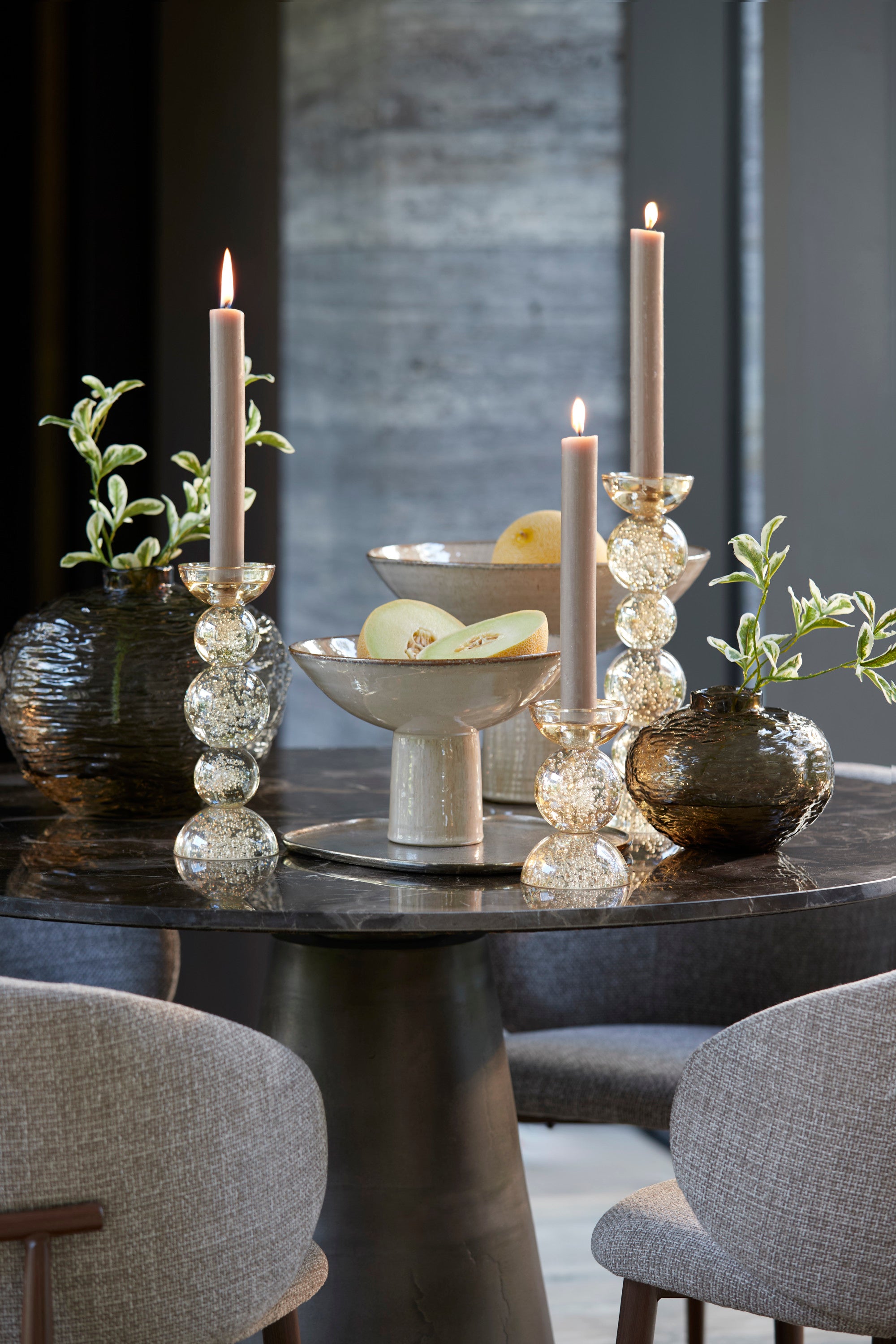Vasco Gloss Beige Ceramic Decorative Bowl on Stand