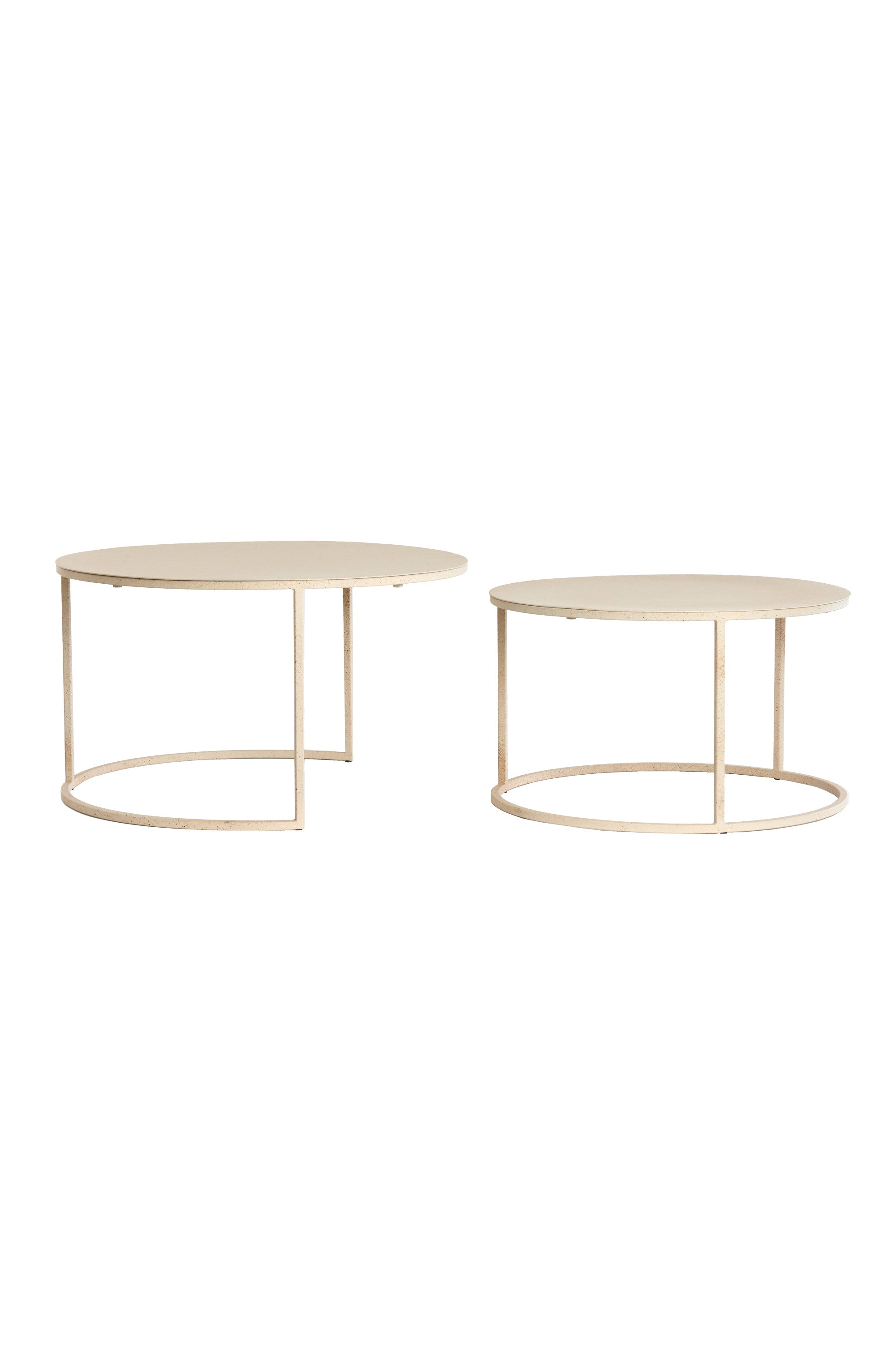 Sadar Set of 2 Sand & Light Brown Spotted Metal Round Coffee Tables Nest