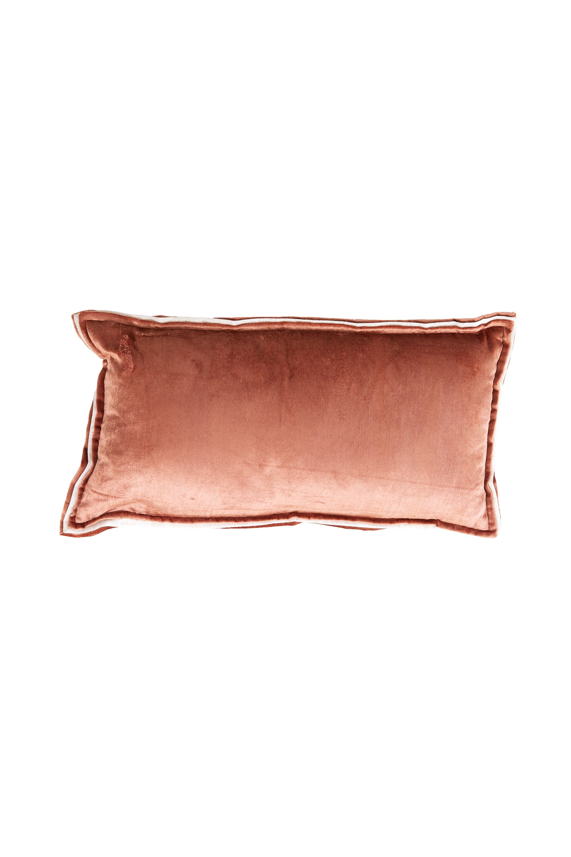 Baxley Dusty Pink Velvet & Natural Linen Rectangular Cushion 60x30cm