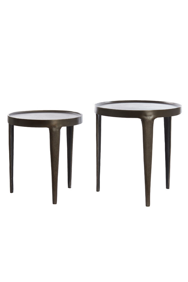 Tobias Set of 2 Dark Brown Metal Round Side Tables