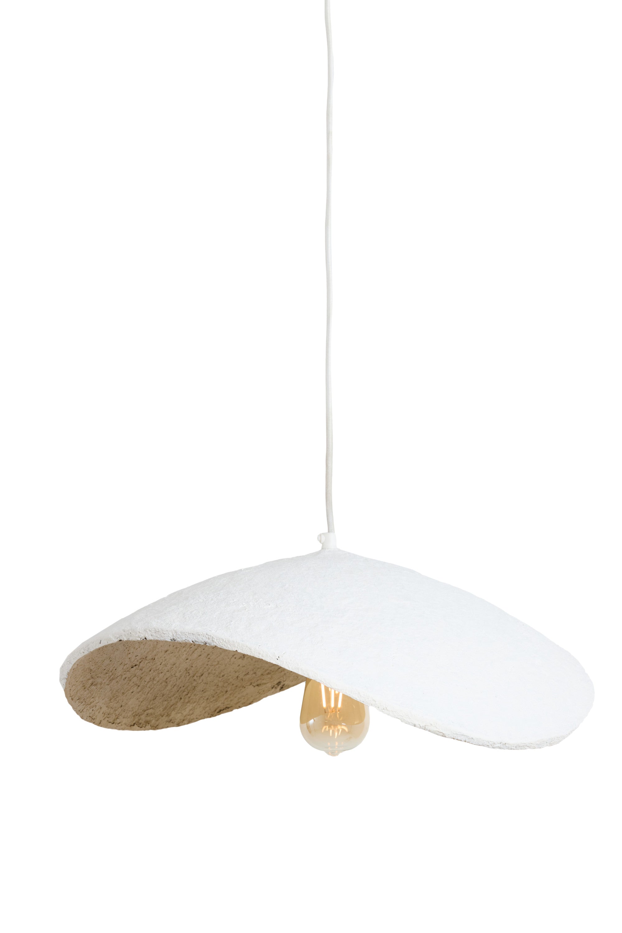 Lonia Cream & Antique Bronze Papier Mâché Pendant Light 53cm