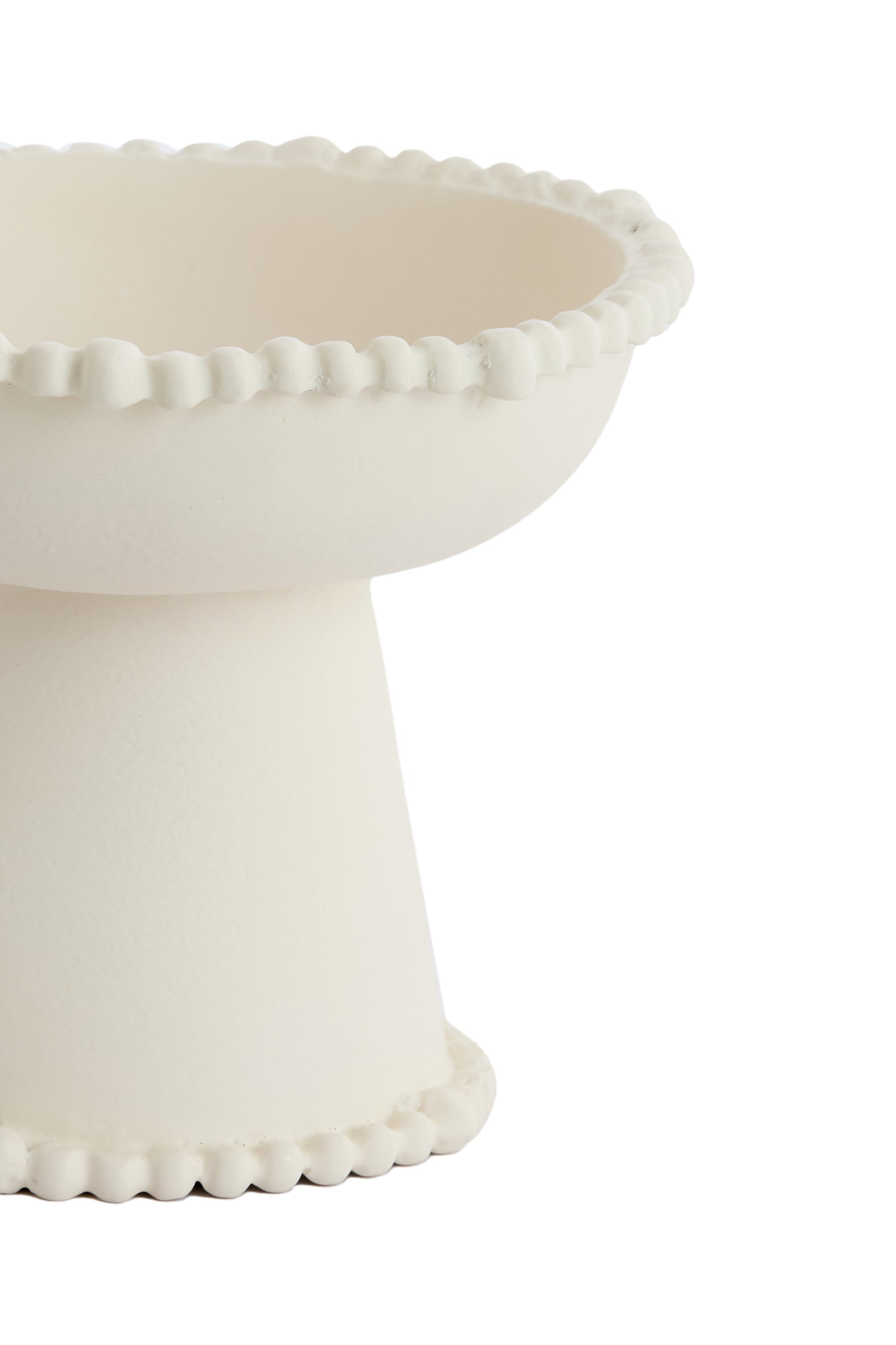 Oto Cream Metal Decorative Bowl on Stand 20.5cm