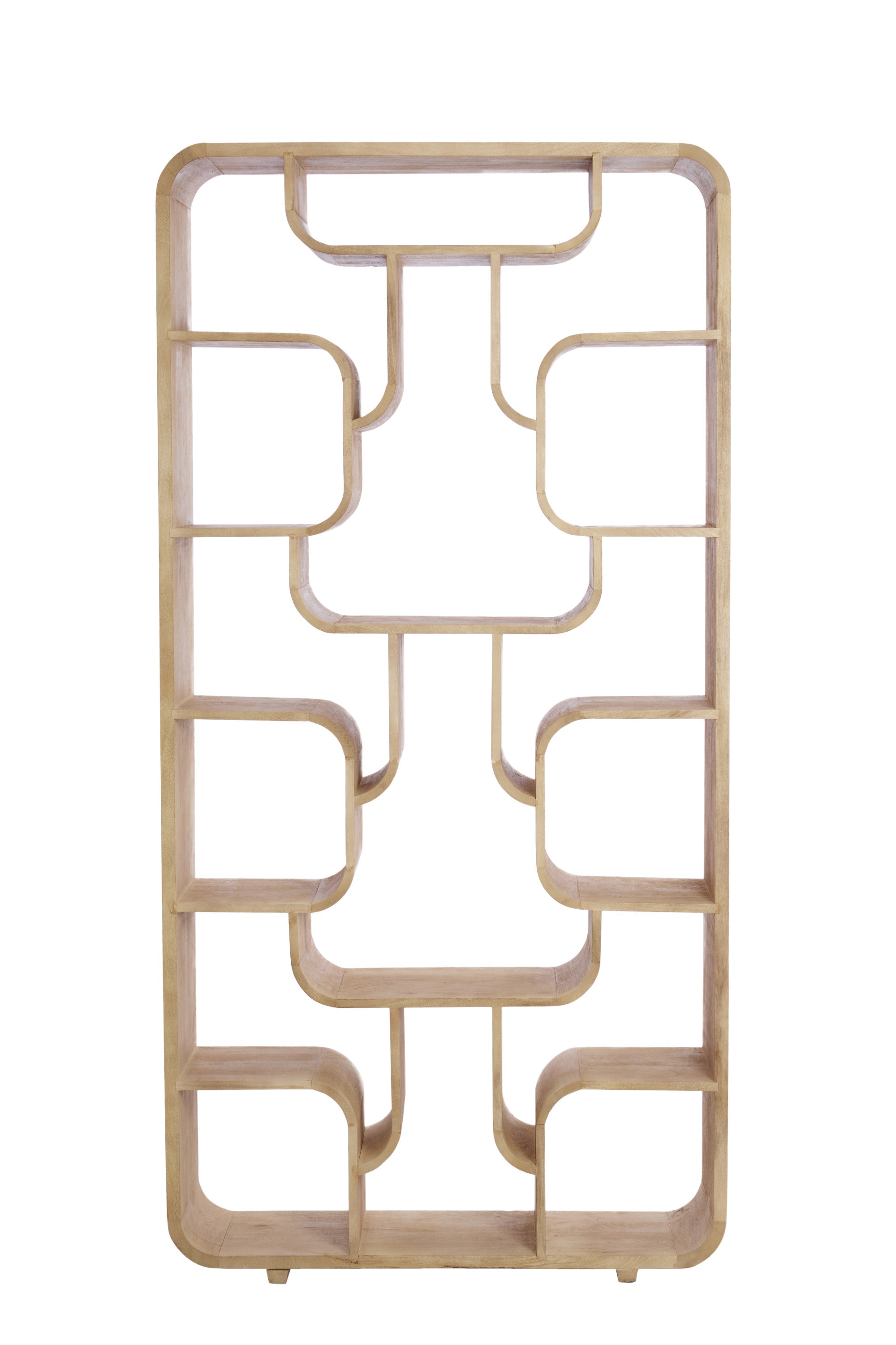 Labare Matt Natural Wood Geometric Open Display Unit 200cm
