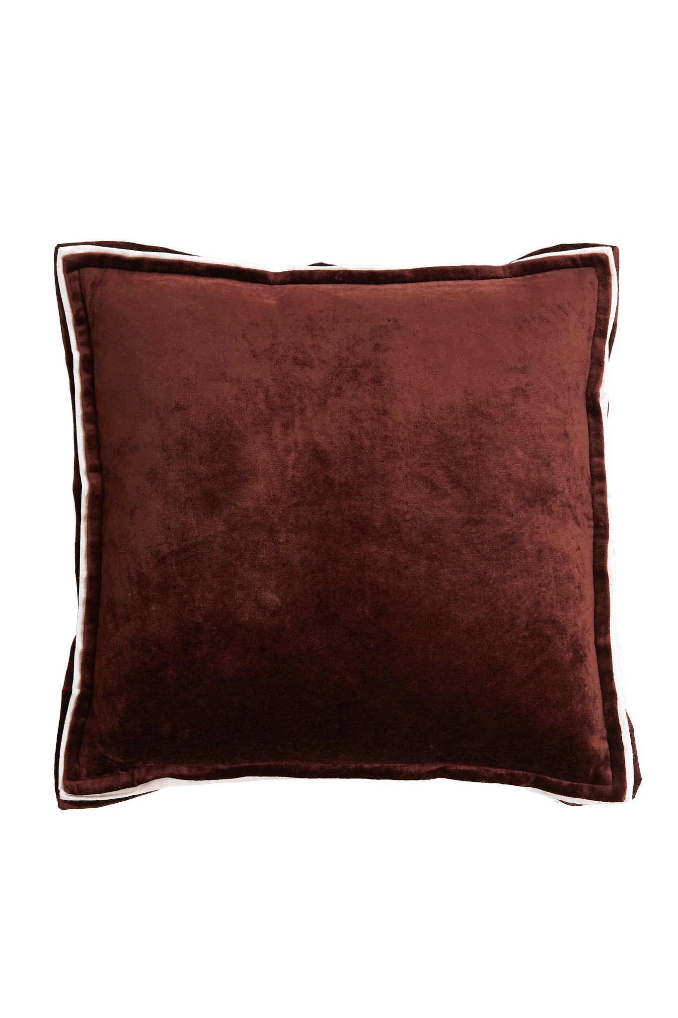 Baxley Dark Brown Velvet & Natural Linen Square Cushion 45x45cm