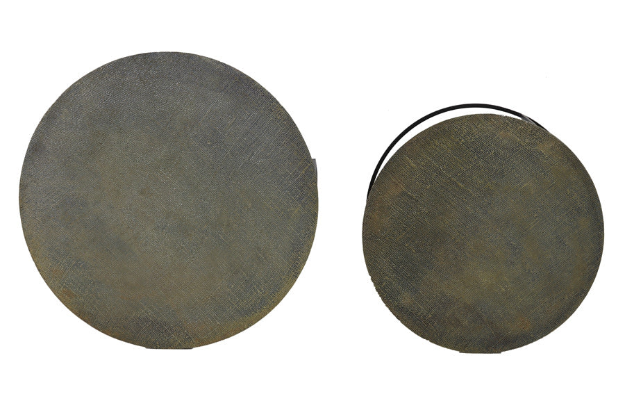Rengo Set of 2 Textured Antique Bronze Metal Round Coffee Tables Nest