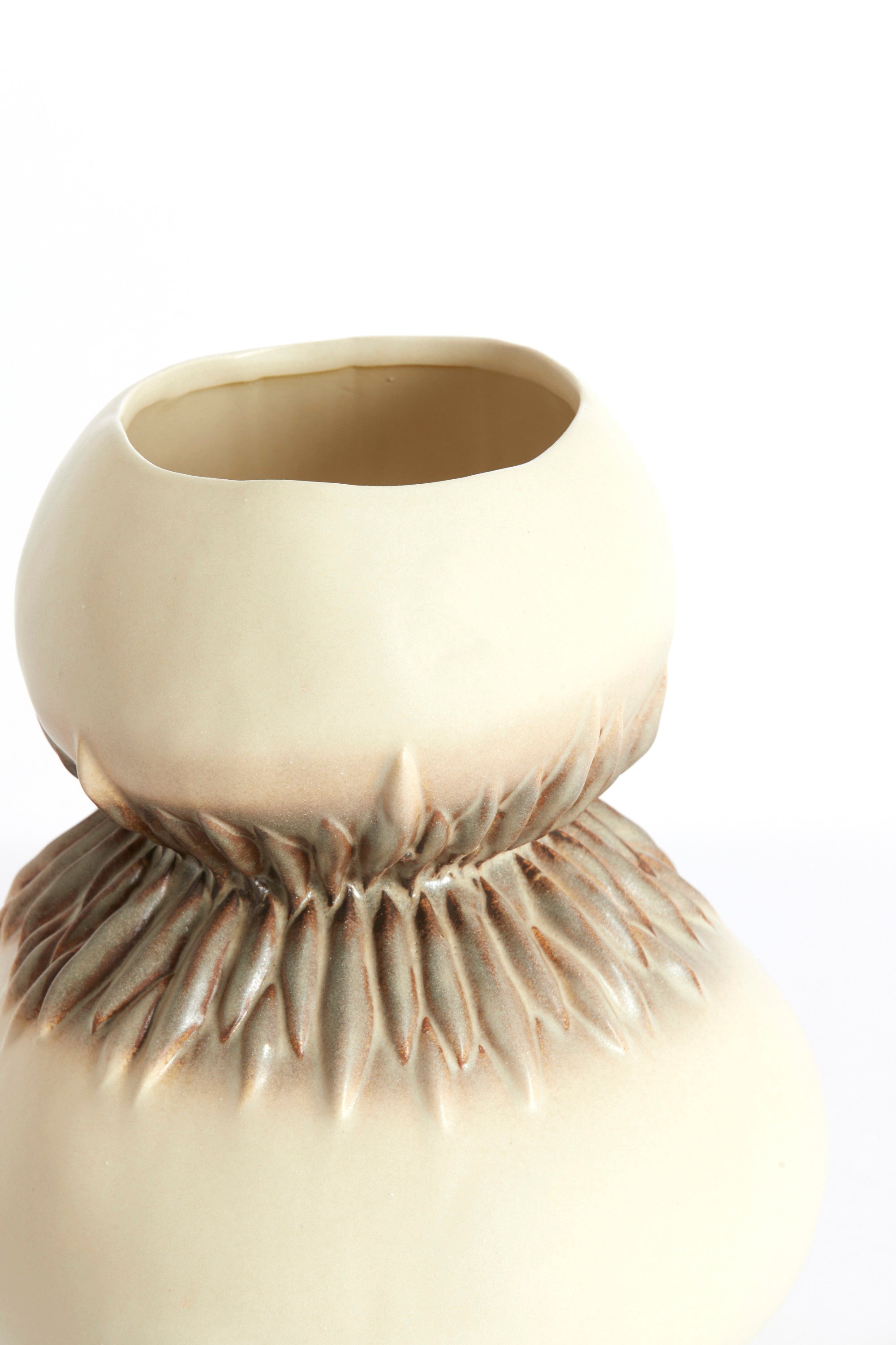 Avera Cream/Brown Ceramic Vase 29.5cm