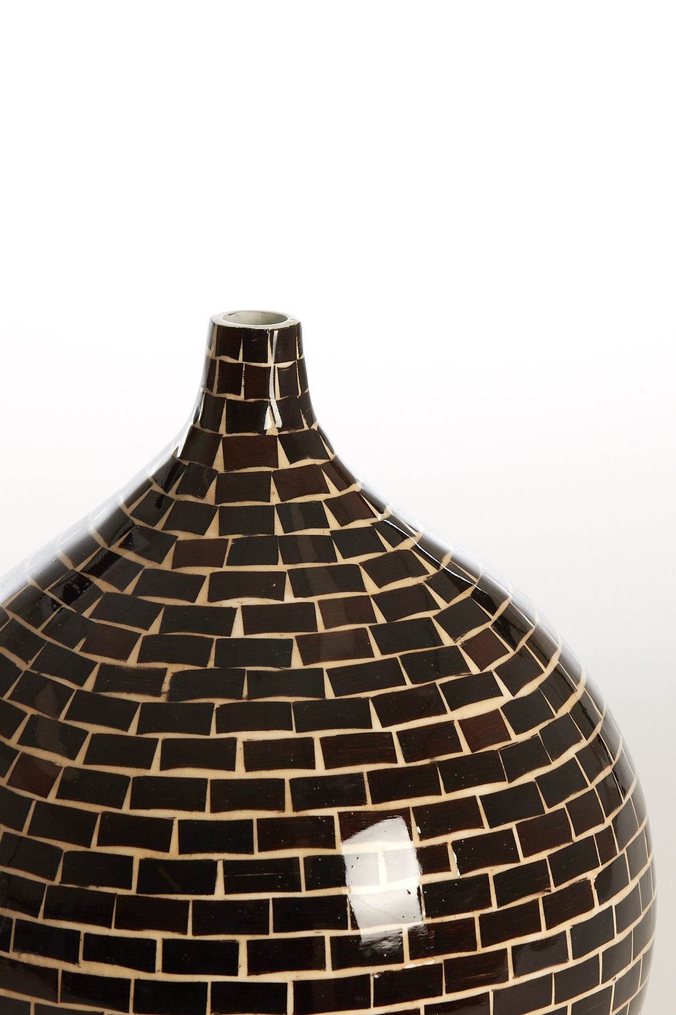 Elorza Dark Brown & Natural Bamboo Vase 25cm