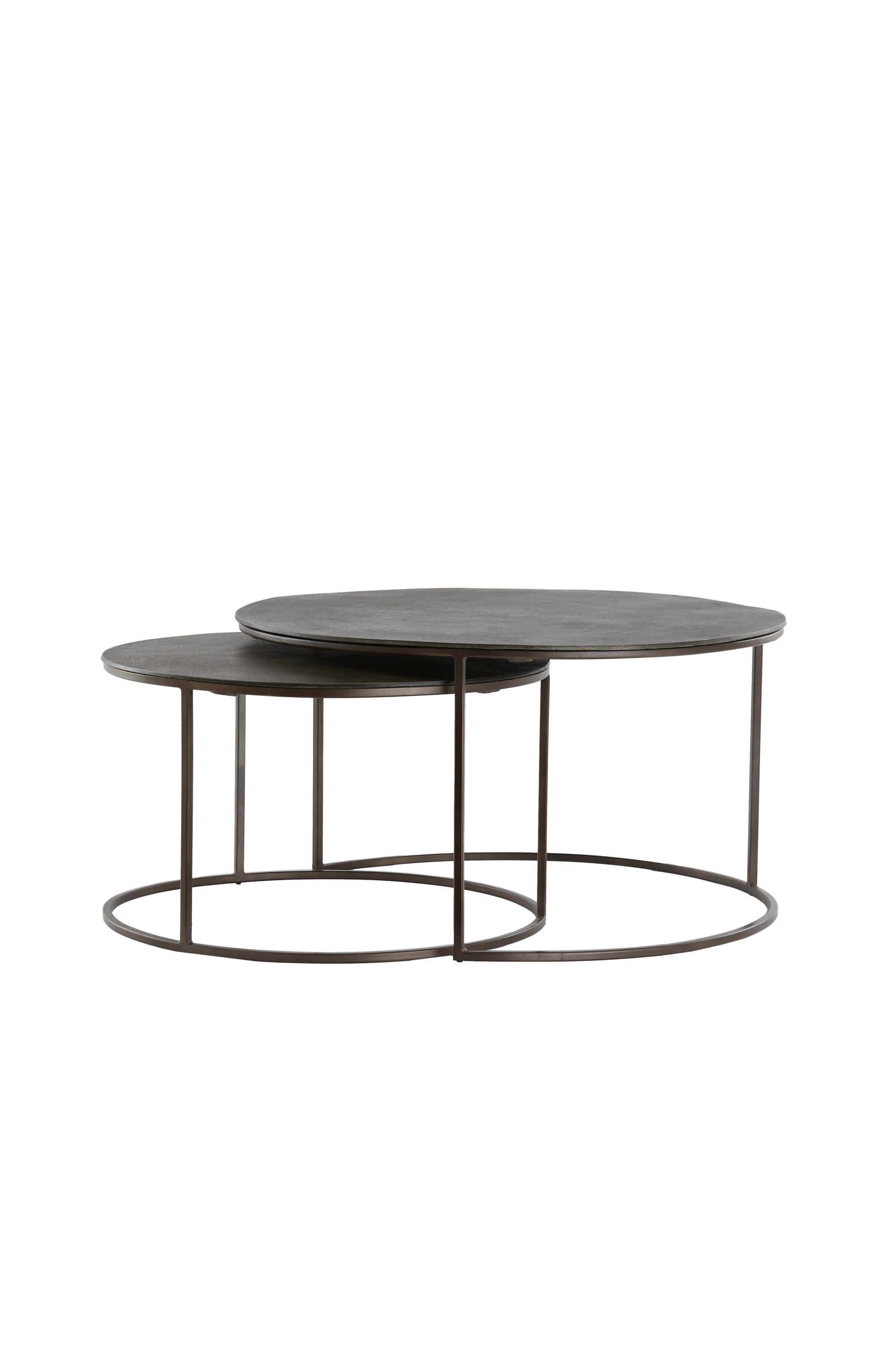 Talca Set of 2 Dark Brown Metal Round Coffee Tables Nest