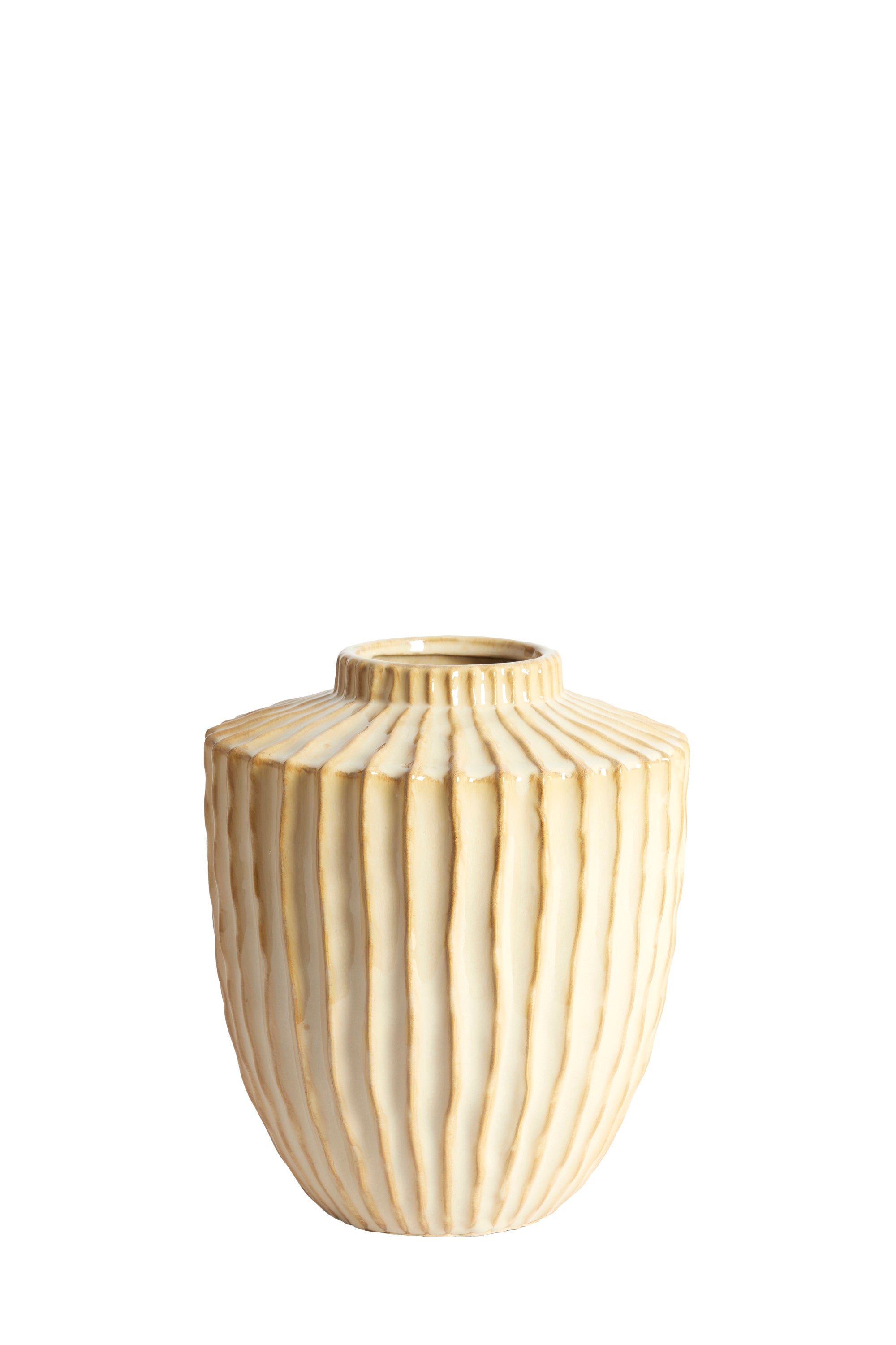 Talea Sand/Beige Ribbed Ceramic Vase 28cm