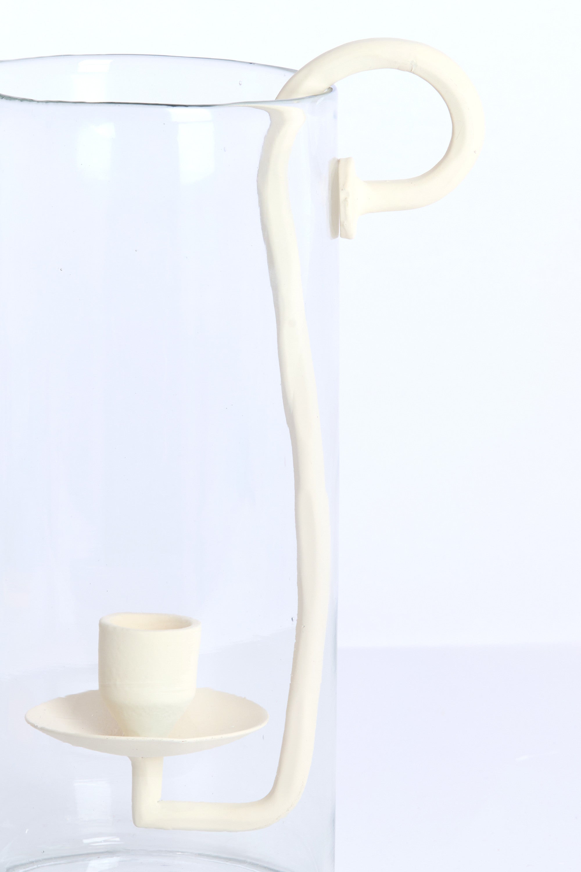 Dolega Clear & Cream Glass Hurricane Candle Holder 28.5cm