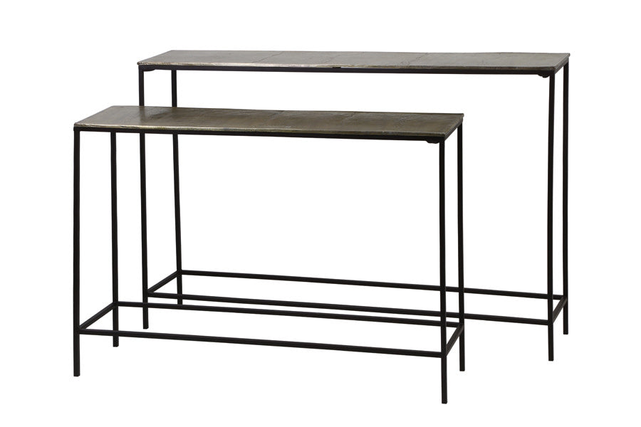 Hartsville Set of 2 Dark Brown Bronze Metal Console Tables
