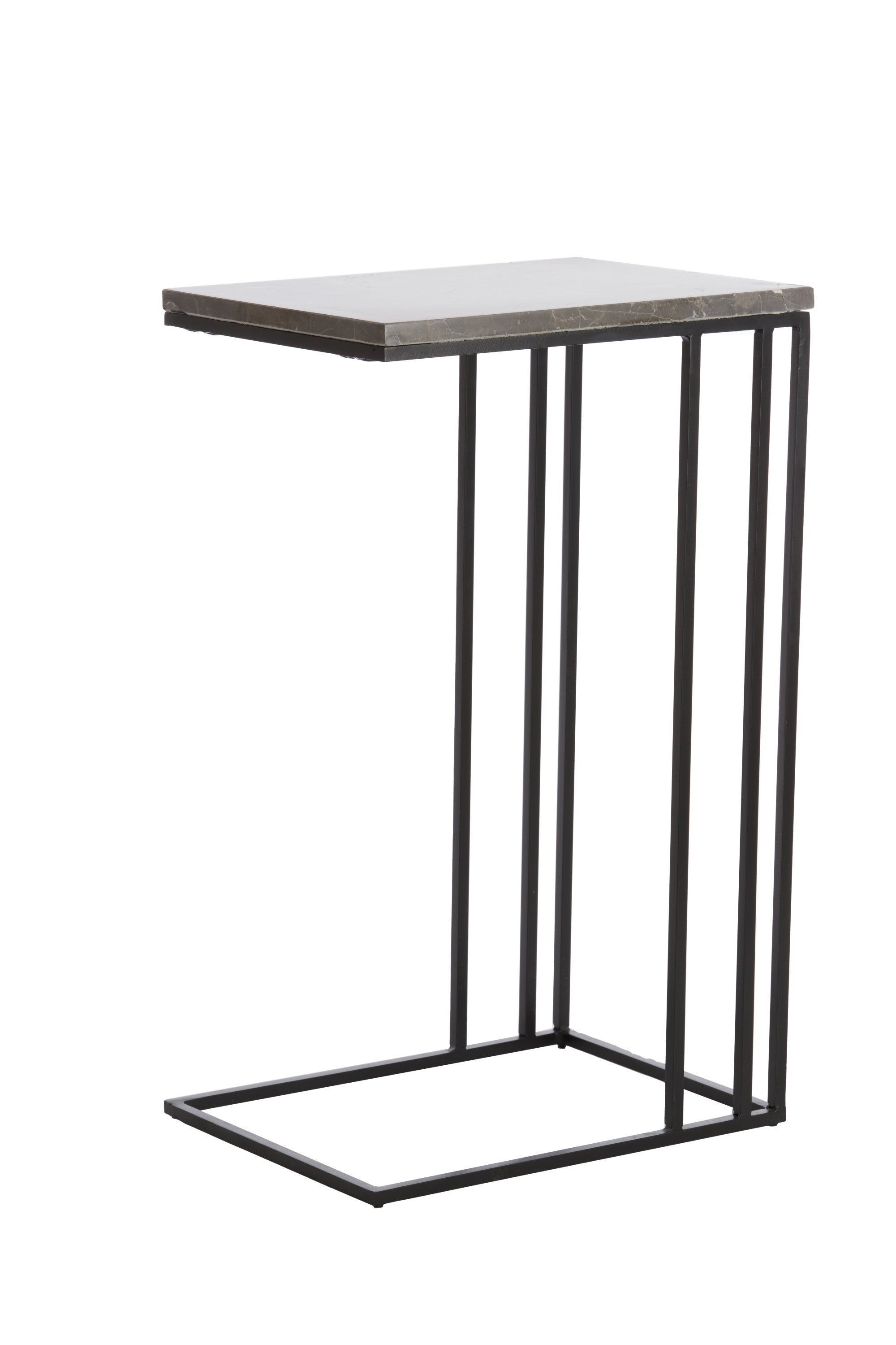 Roshan Brown Marble & Black Rectangular Side Table