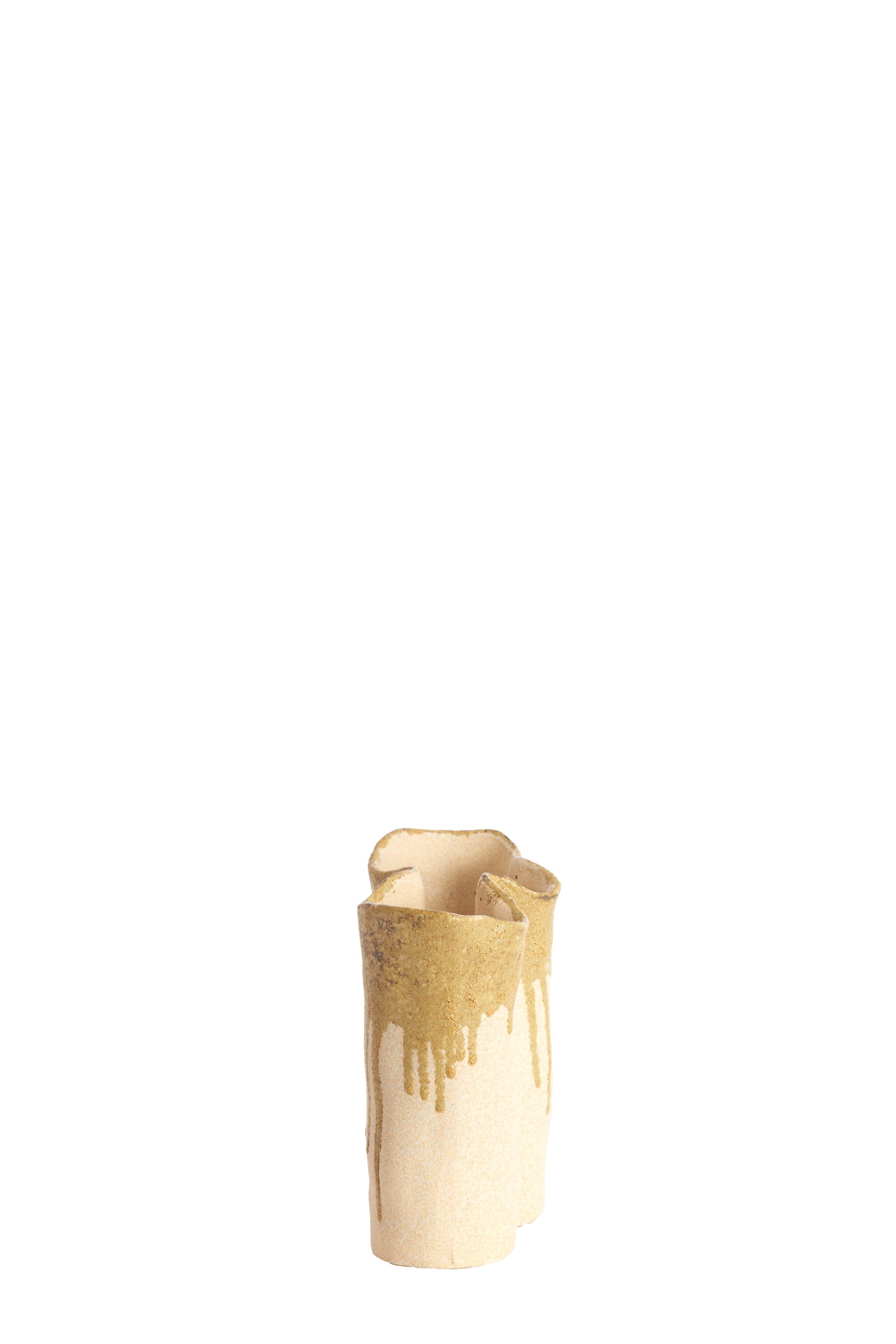 Flovilla Cream & Olive Green Ceramic Vase 18.5cm