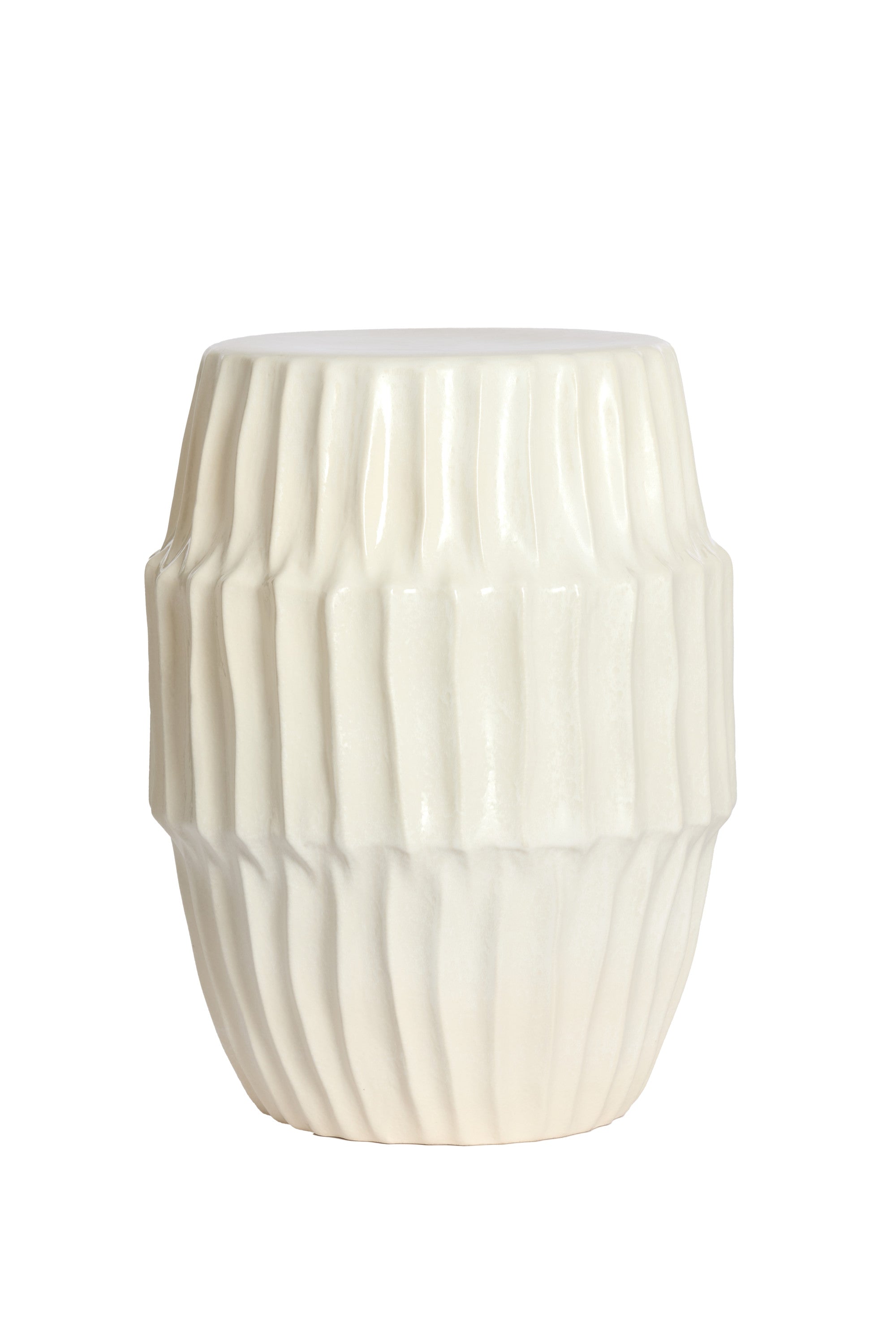 Isili Matt White Ribbed Ceramic Round Side Table