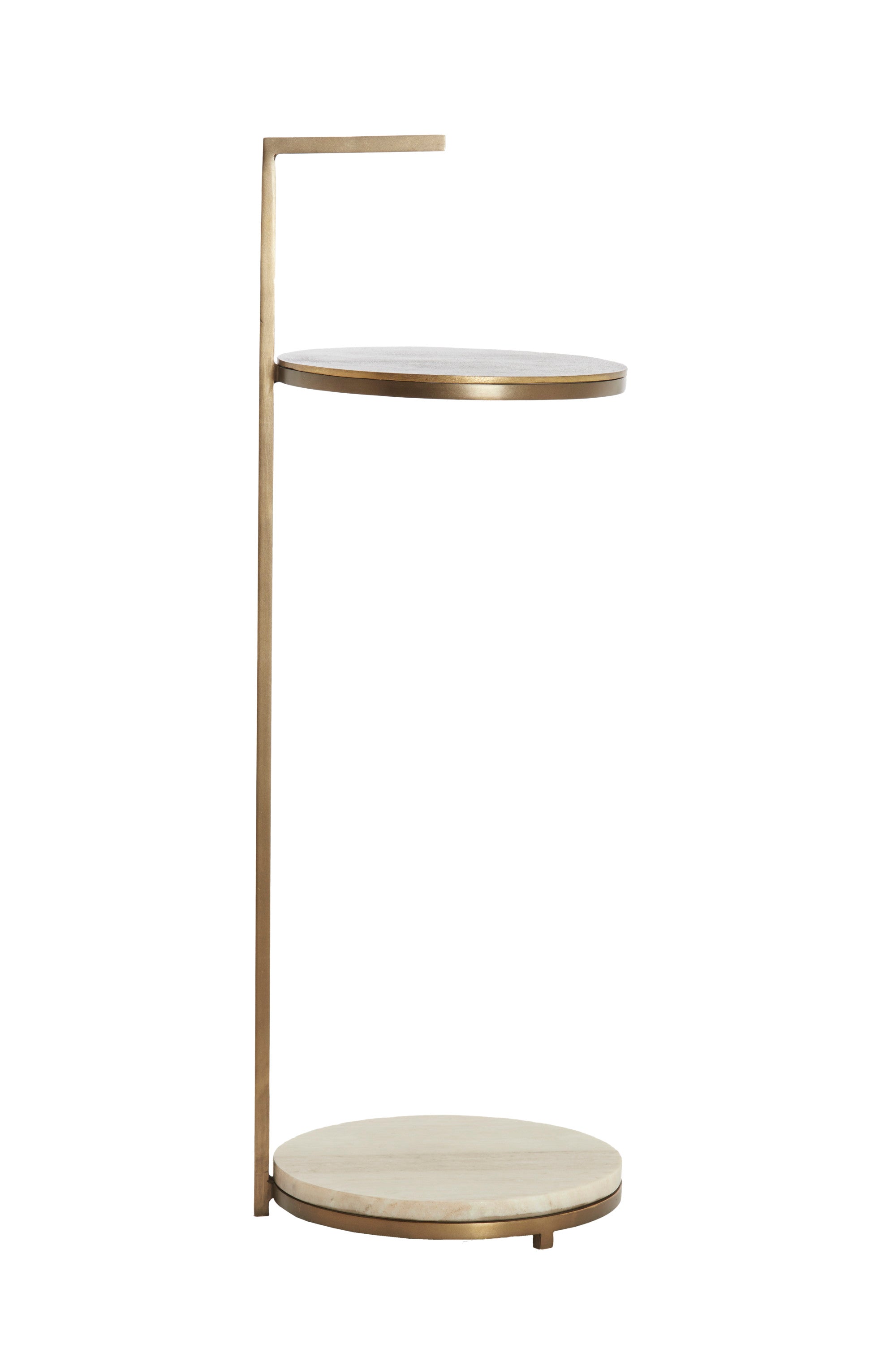 Leda Sand/Grey Marble & Brown Bronze Round Side Table
