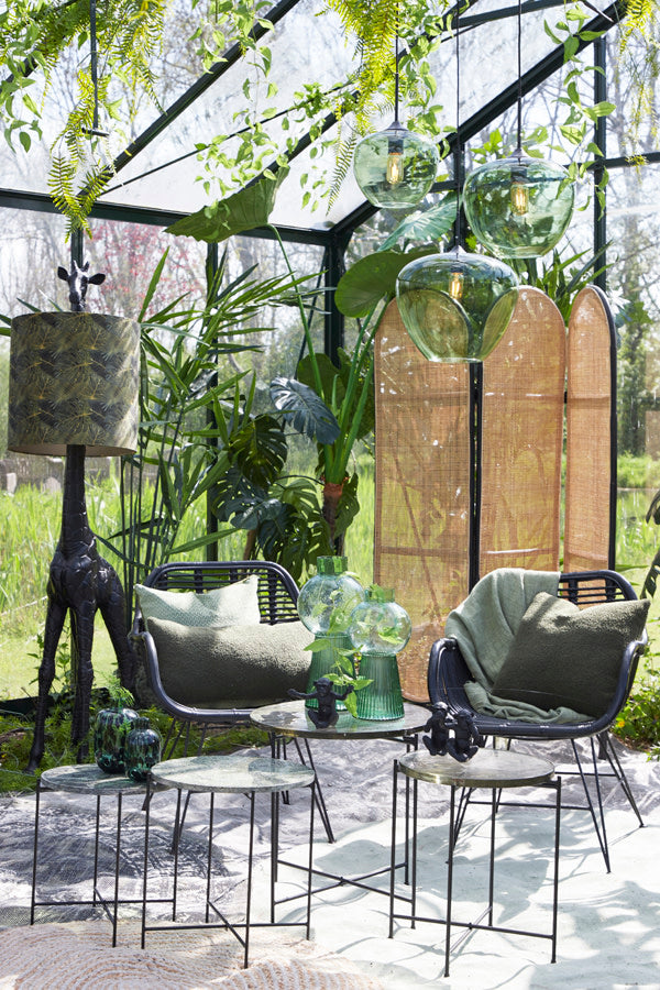 Mayson Green Glass & Matt Black Pendant Light 40cm