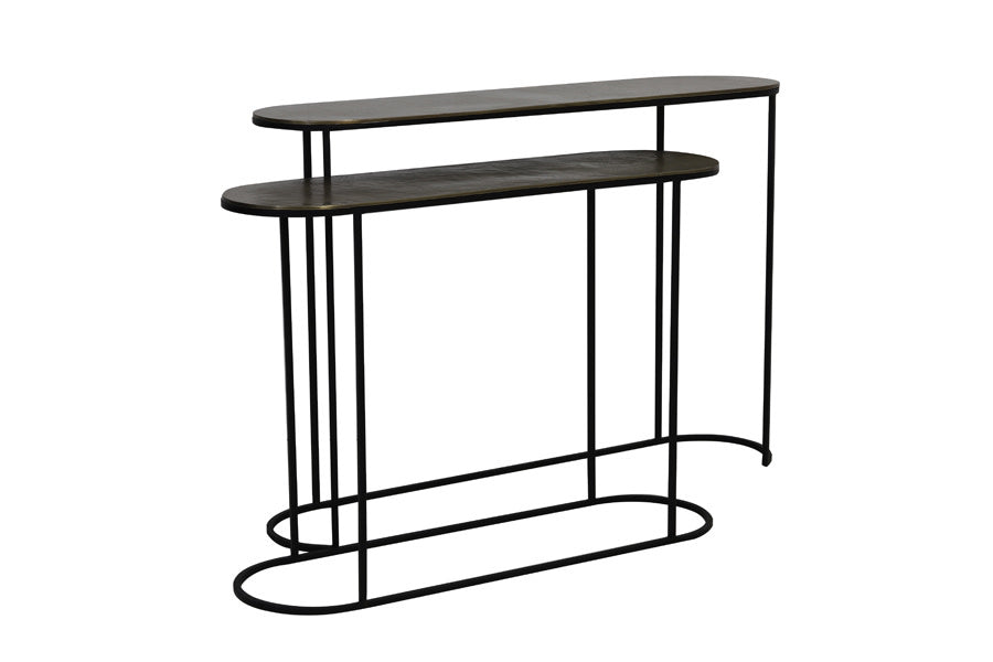 Bocov Set of 2 Antique Bronze/Black Metal Console Tables