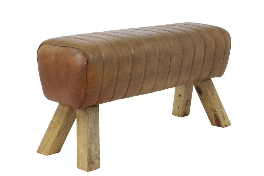 Ramy Brown Leather Bench