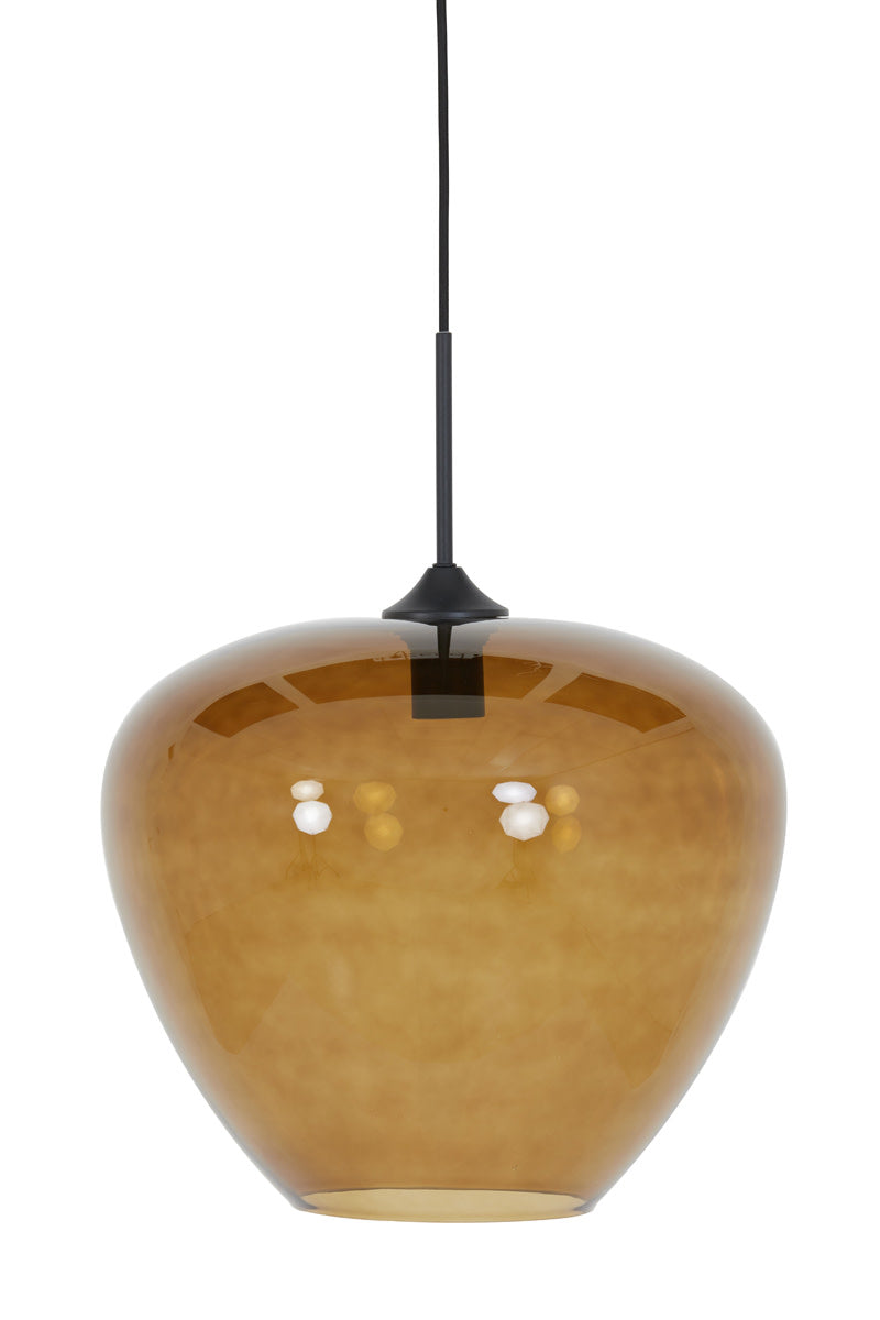 Mayson Brown Glass & Black Pendant Light 40cm