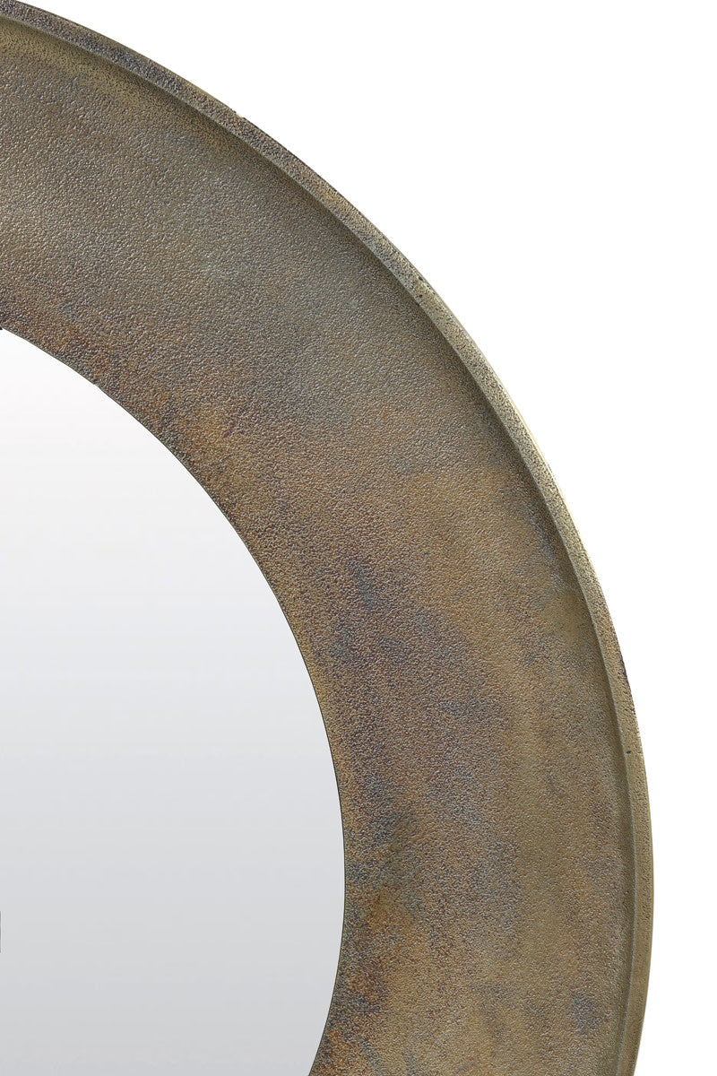 Sana Antique Bronze Metal Round Mirror 88cm