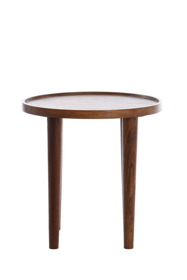 Qiano Brown Acacia Wood Round Side Table 49cm