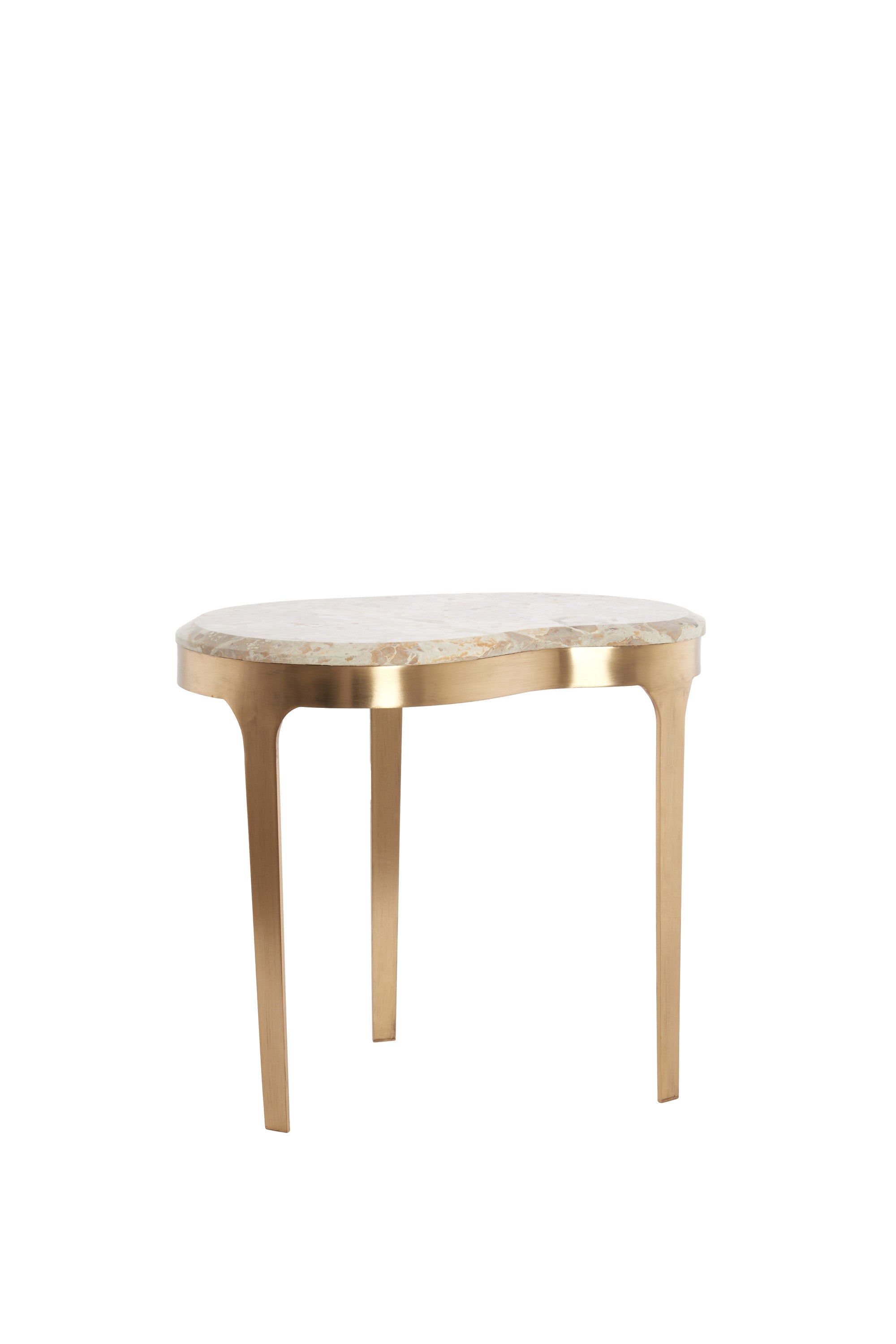 Giulio Taupe Marble & Antique Bronze Side Table