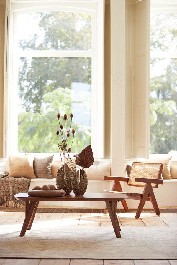Quenza Brown Acacia Wood Rectangular Coffee Table