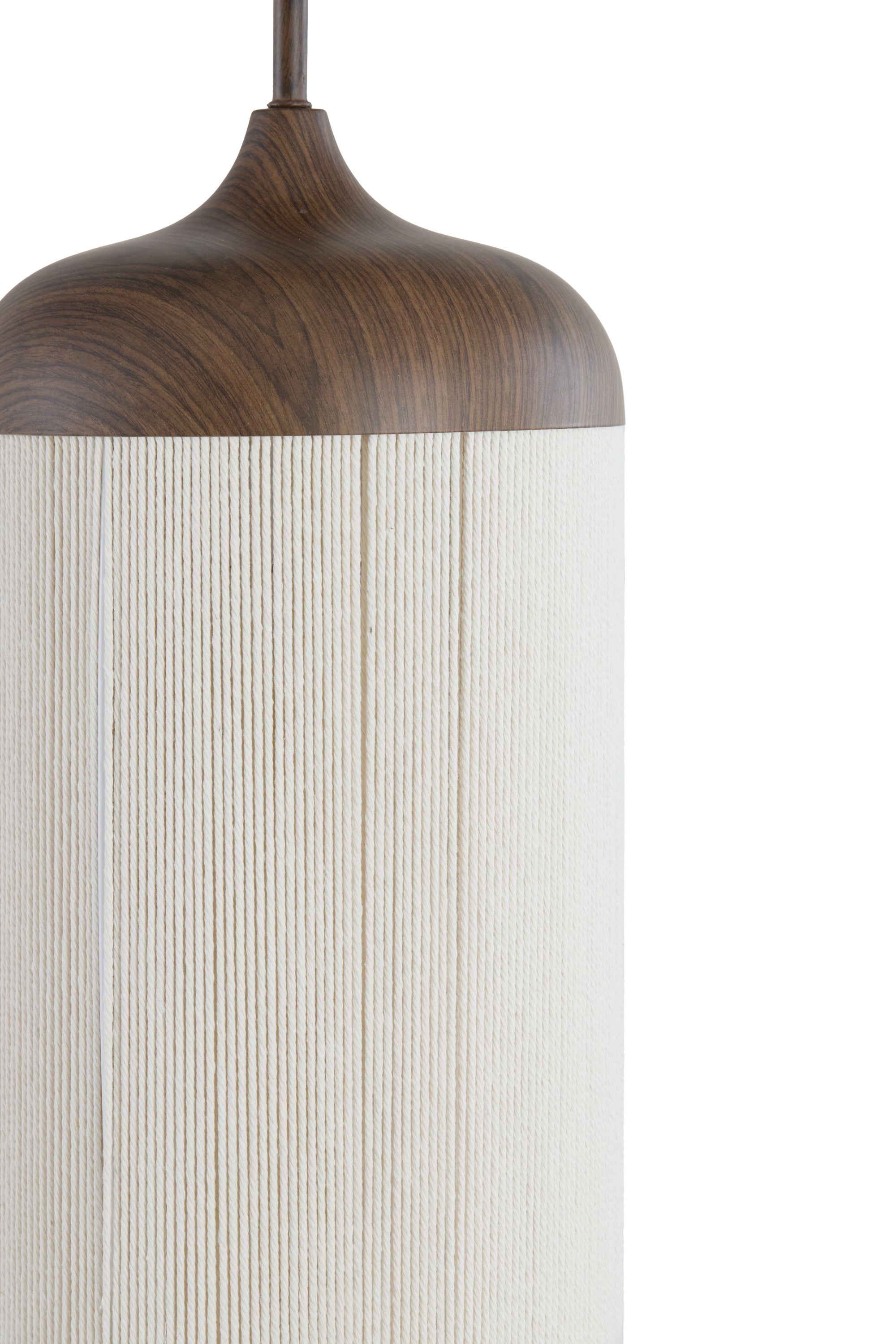 Dania Dark Brown Wood Effect & Cream Rope Pendant Light 16cm