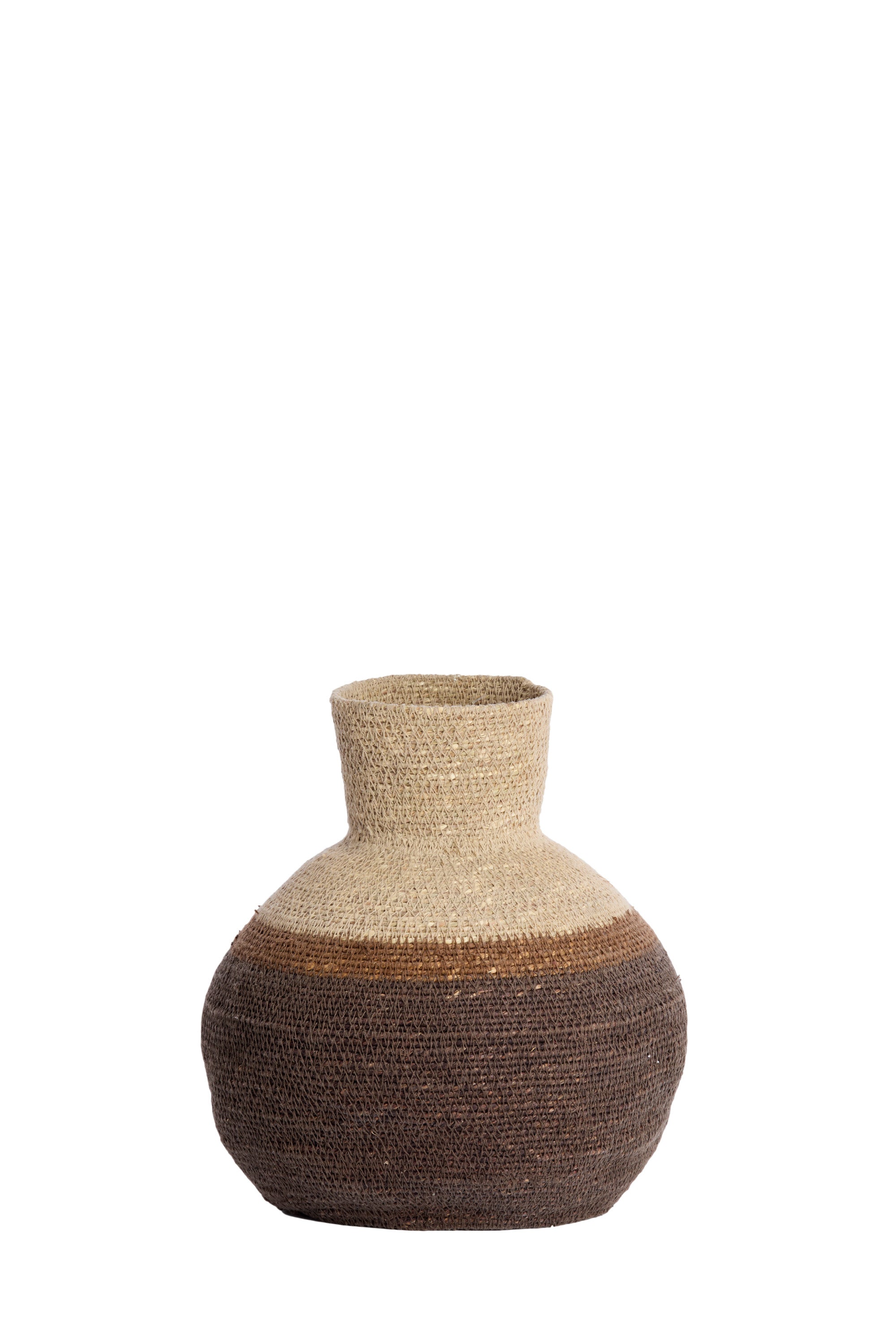 Bisira Natural & Brown Seagrass Storage Basket 27cm