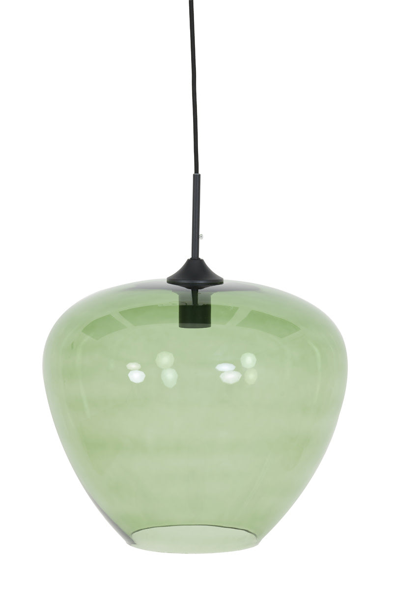 Mayson Green Glass & Matt Black Pendant Light 40cm